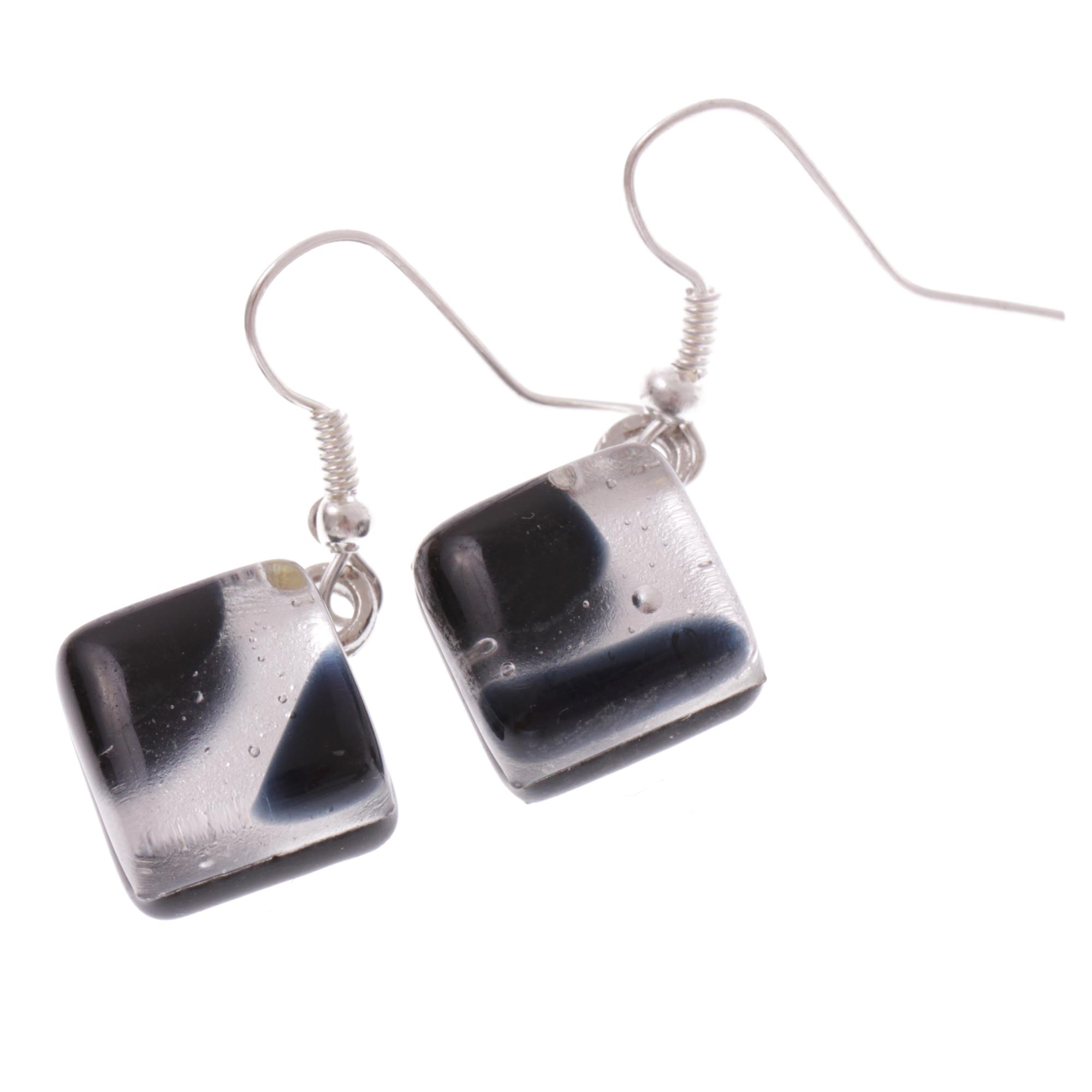 Ohrhaken Murano Glas "Ashley" Ohrschmuck-schwarz-silber III