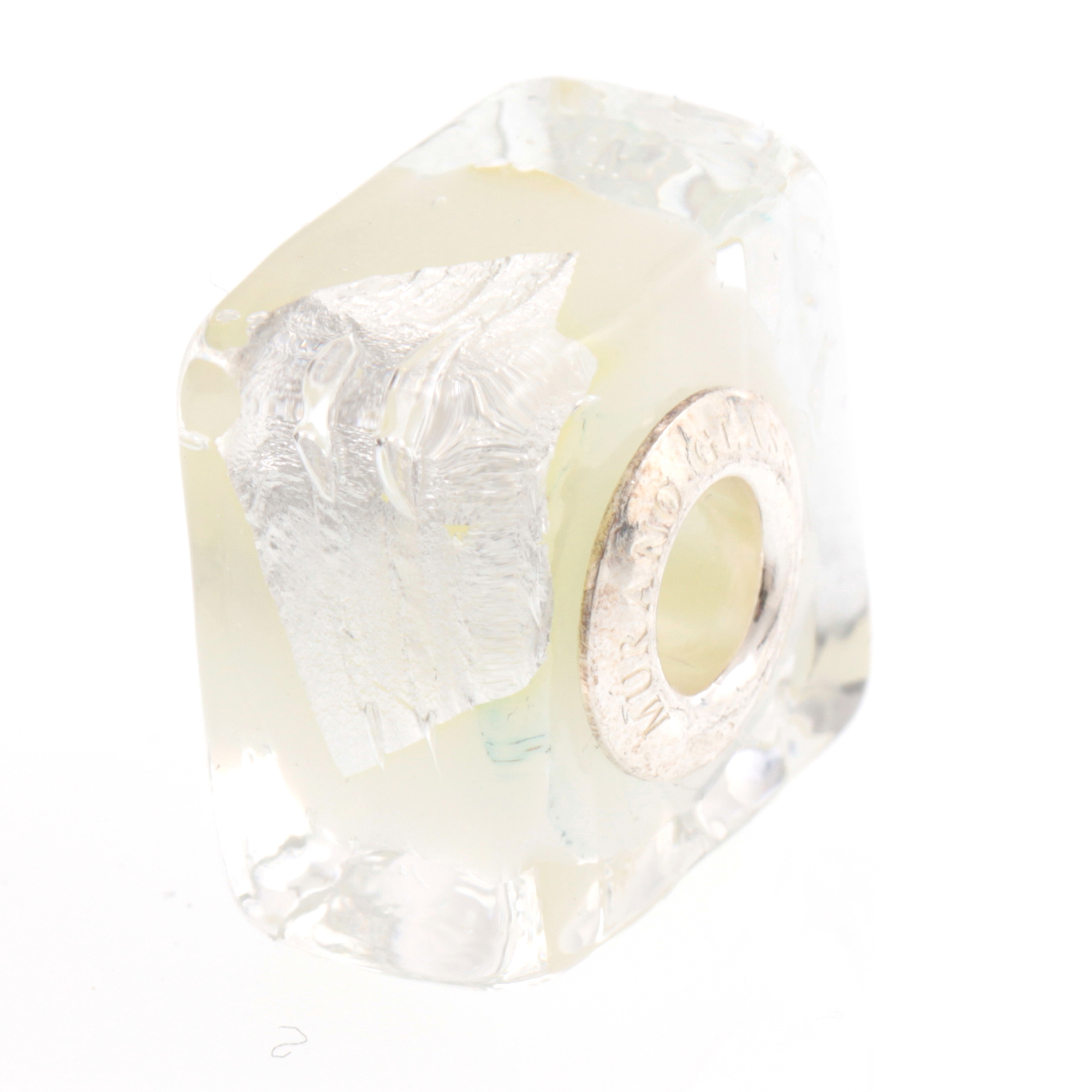 Murano Glas Bead "Quadrato" Charm-weiss Murano Glas Bead "Quadrato" Charm-weiss