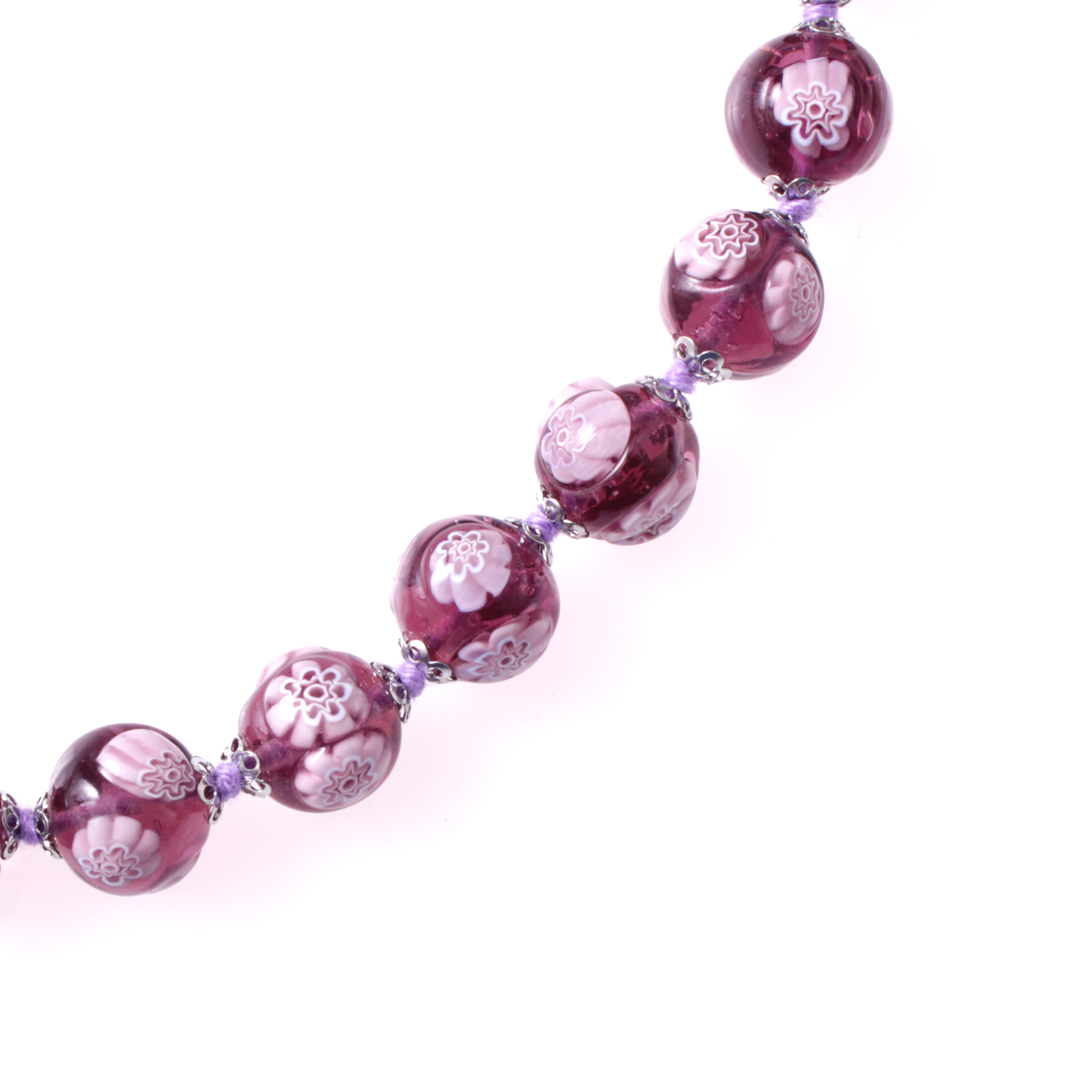 Collier Murano Glas "Mille Fiori Dodici"-amethist-silber