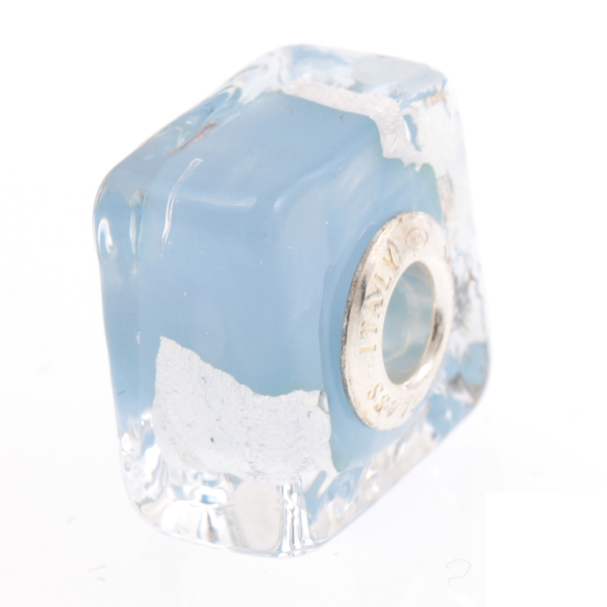 Murano Glas Bead "Quadrato" Charm-aquamarin Murano Glas Bead "Quadrato" Charm-aquamarin