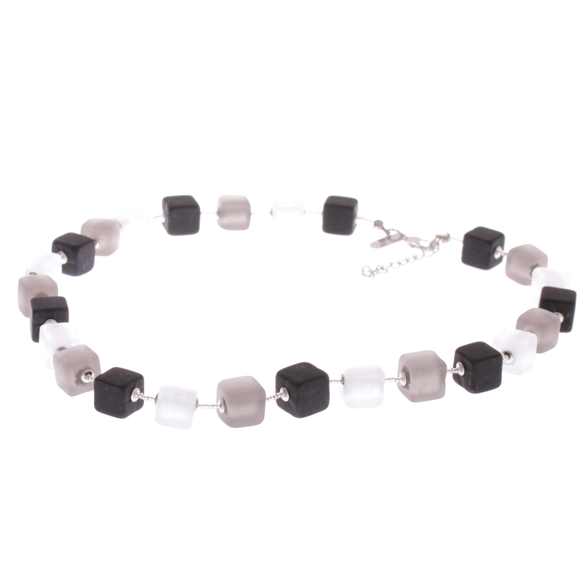 Murano Glas Collier "Quadro"-schwarz matt