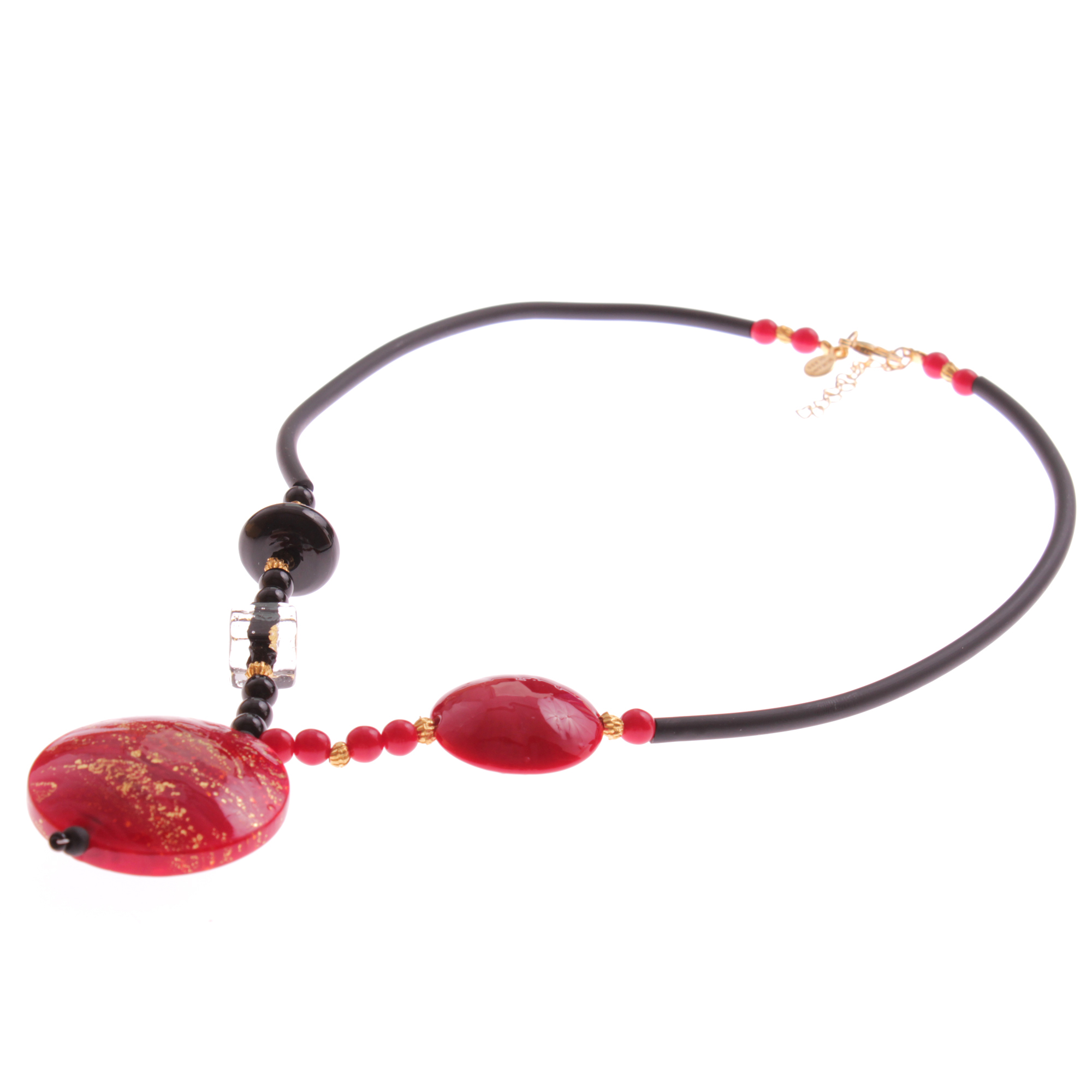 Muranoglas Collier "Ava" trendig mit Kautschuk!-rot