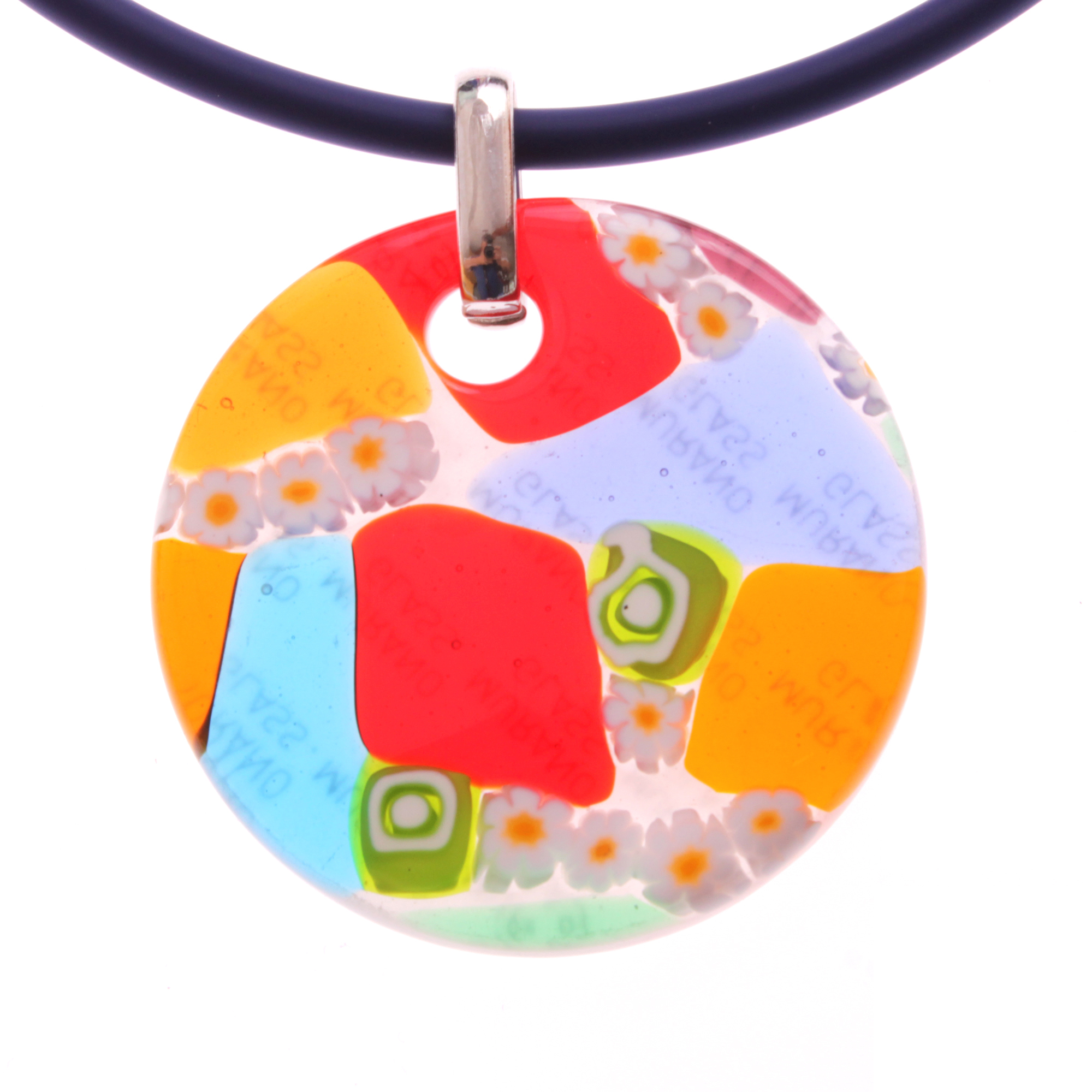 Muranoglas Medaillon Mille Fiori Model "Abril"-bunt