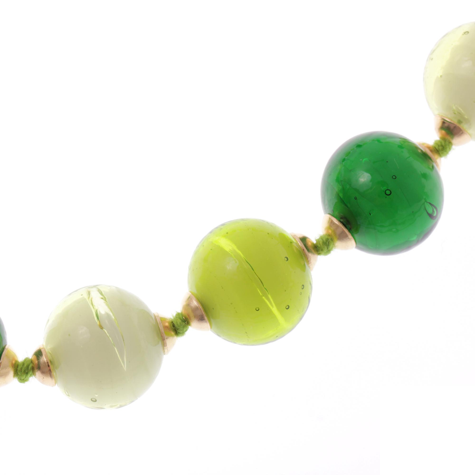 Kugel Collier "Verona" Murano Glas Halskette -grün-gold
