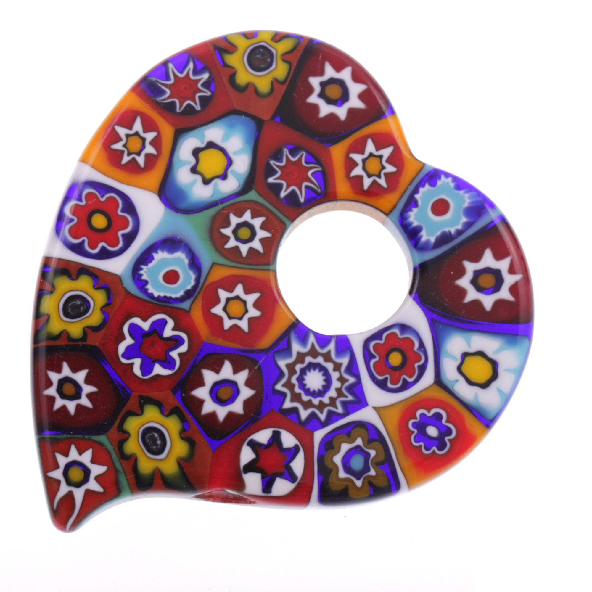 Murano Glas Herz Anhänger "Rinviato" Mille Fiori-mille fiori
