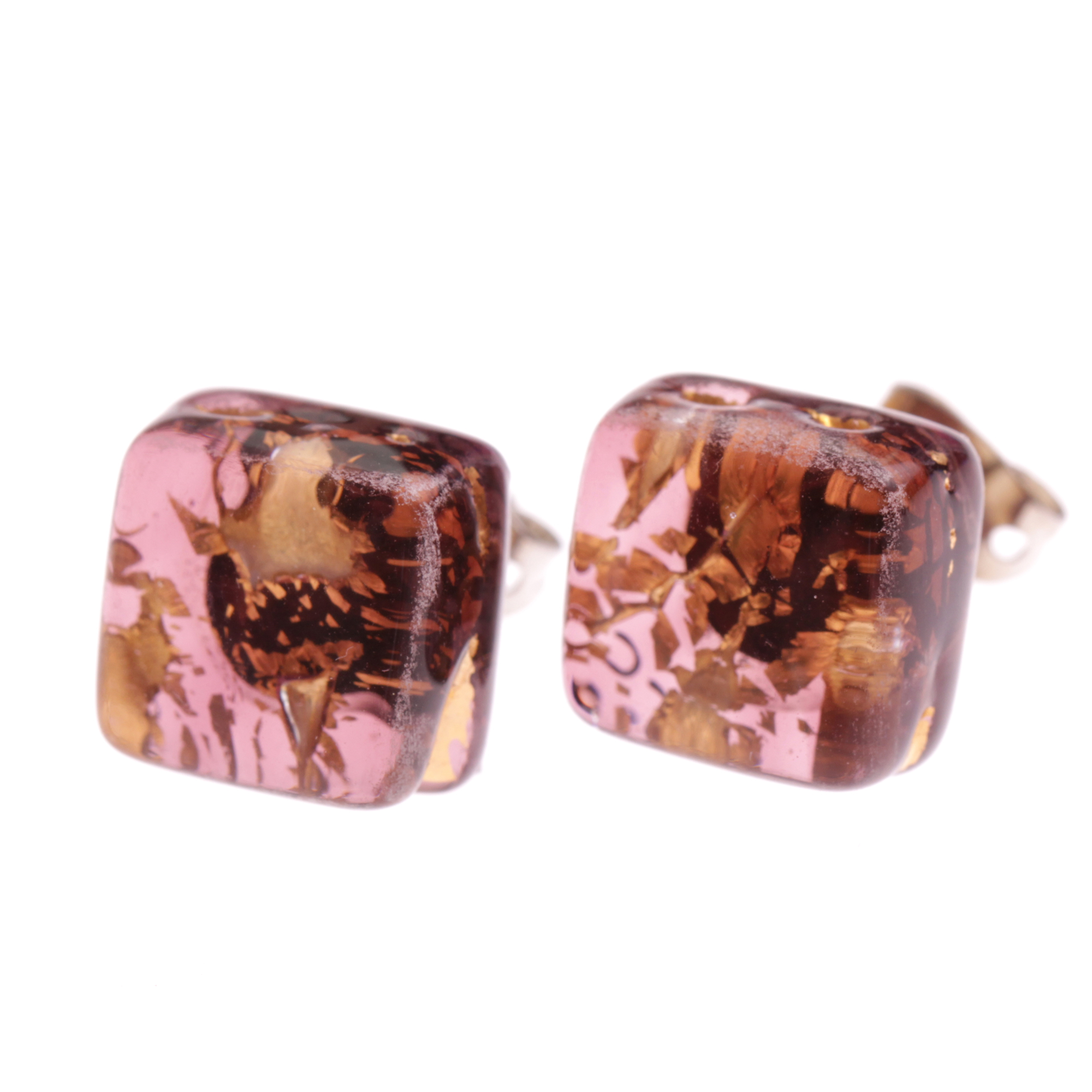Ohrstecker Murano Glas "Jolanda" Ohrschmuck-rosa-gold