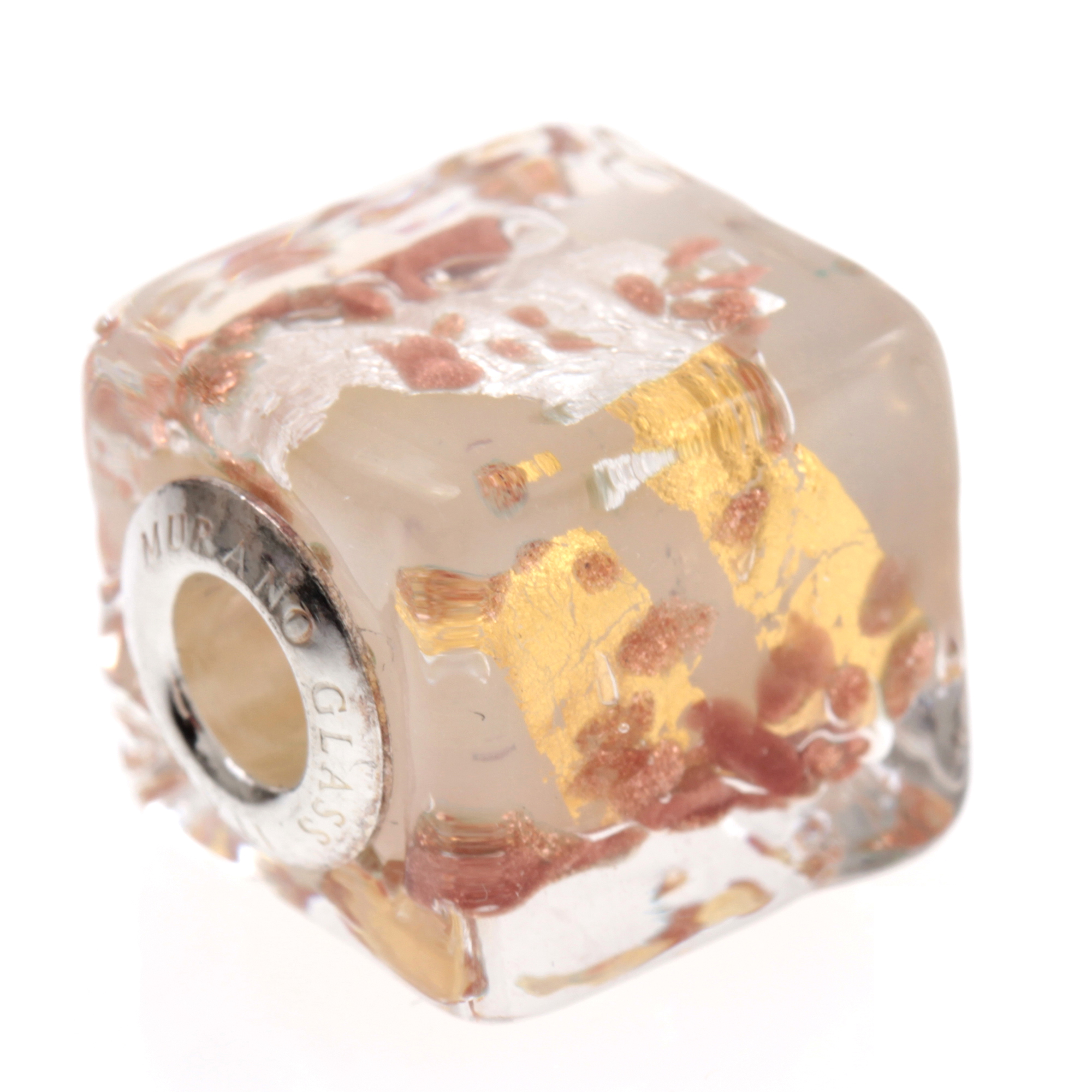 Murano Glas Bead "Rettangolo" Charm-weiss Murano Glas Bead "Rettangolo" Charm-weiss