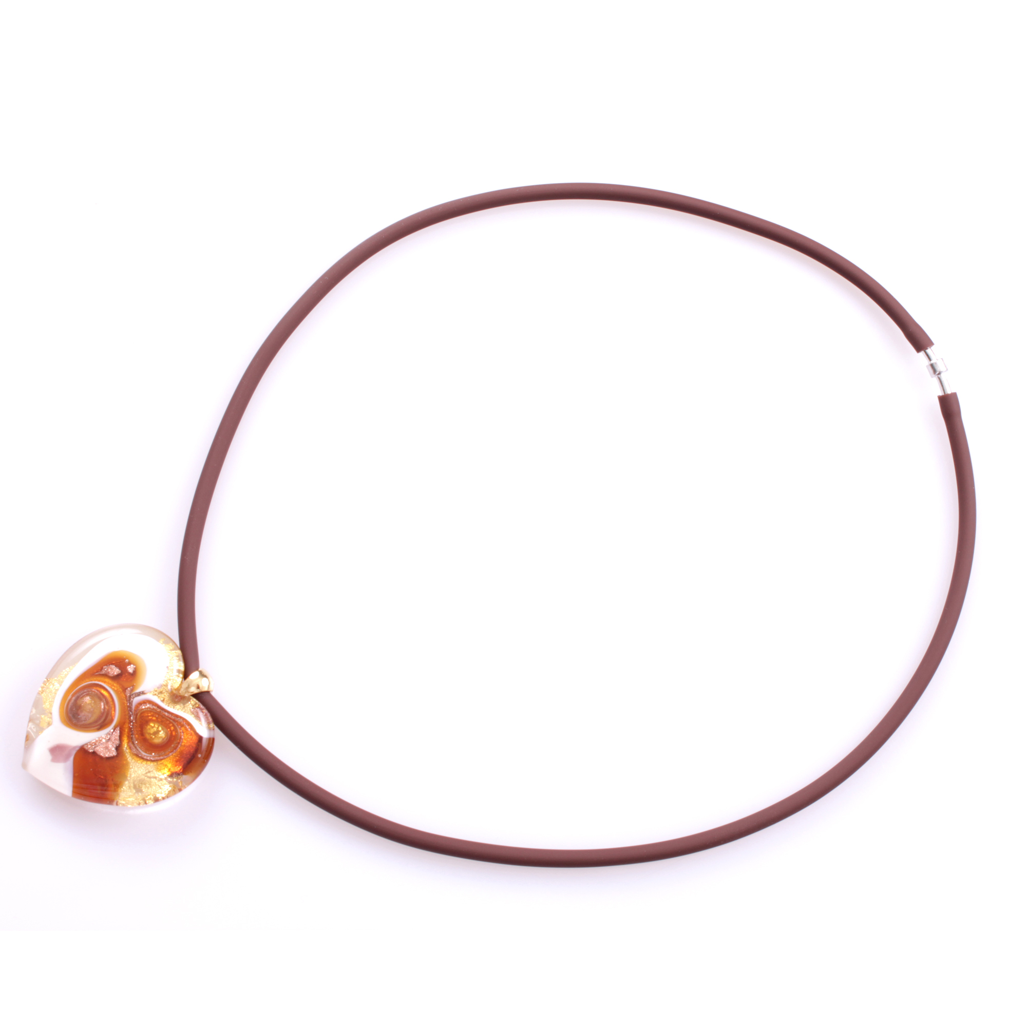 Edles Murano Glas Herz " Valencia" inkl. Kette-amber-gold