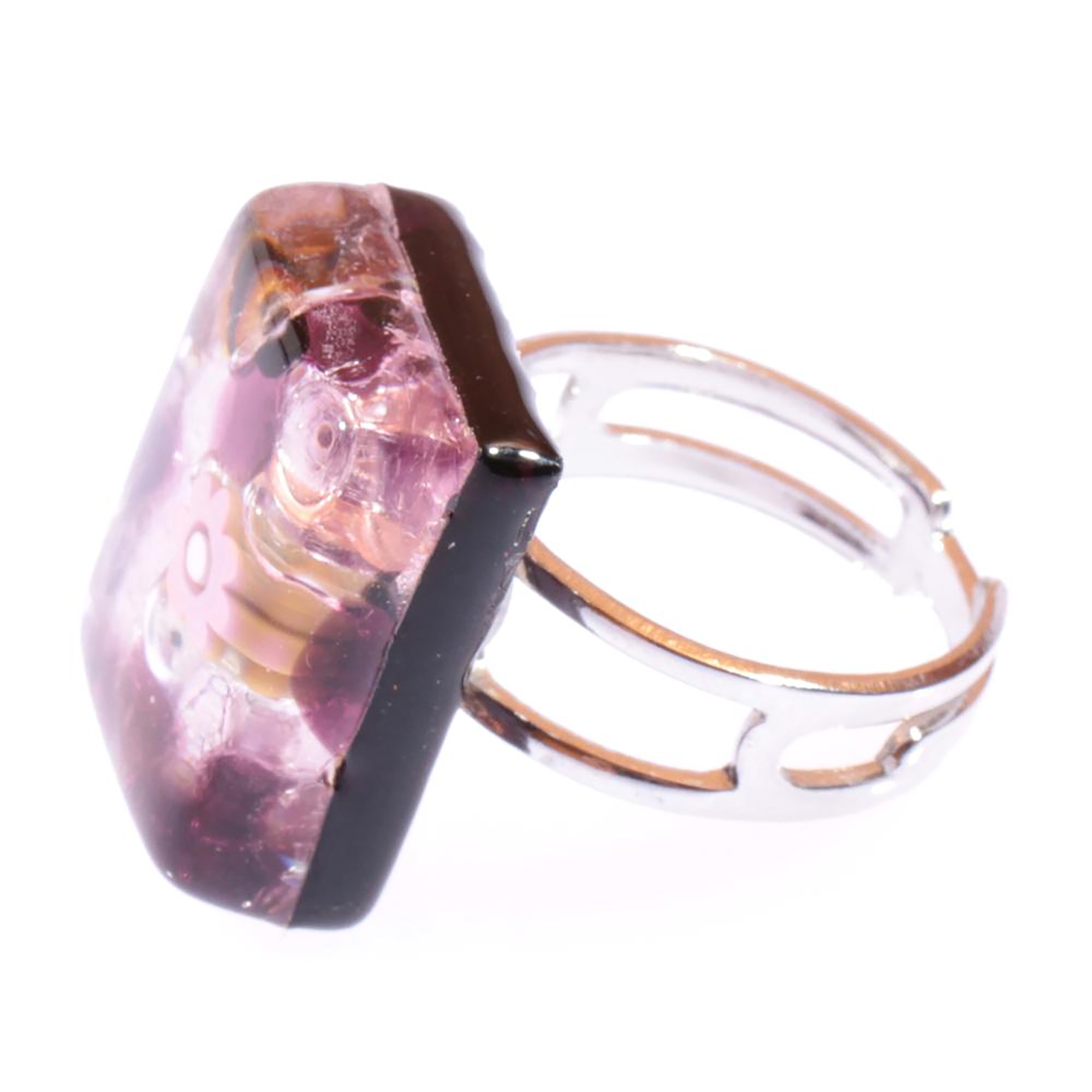 Murano Glas Ring "Brid" amethist-silber