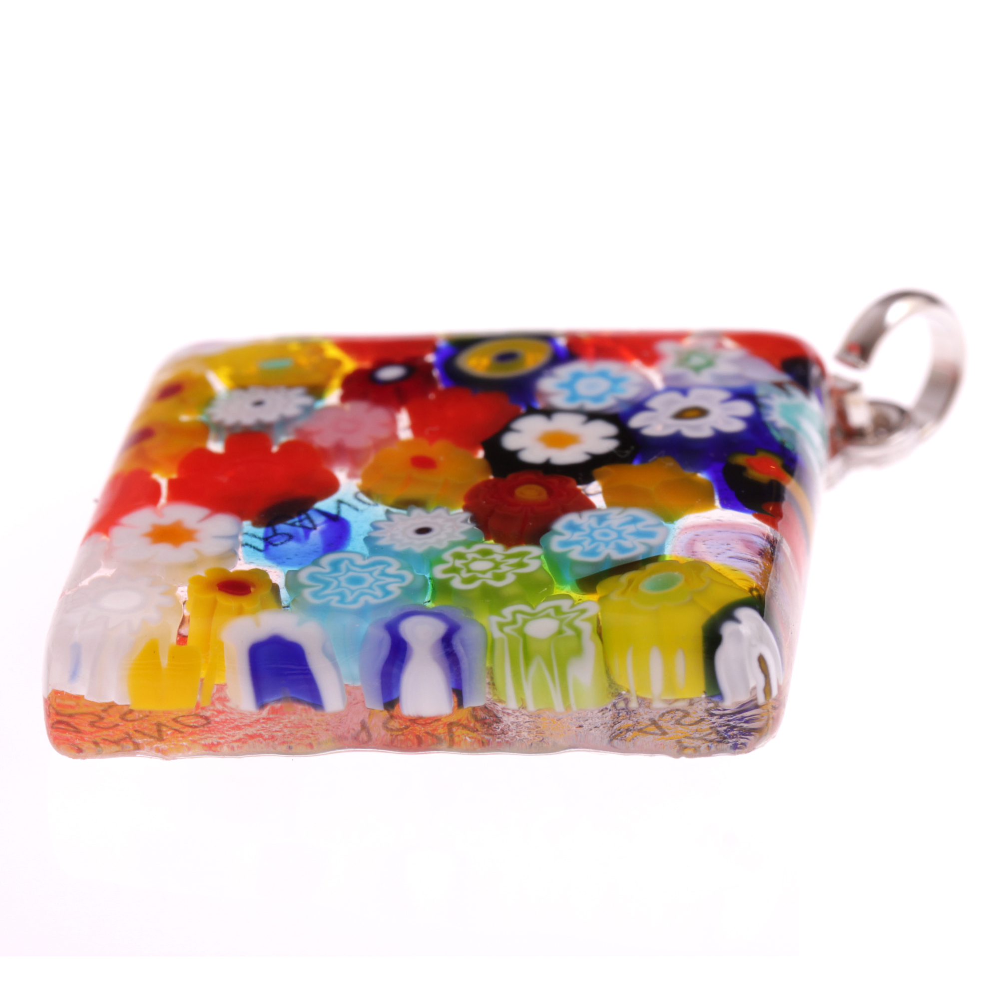 Murano Glas Anhänger "Brid II" -mille fiori silber