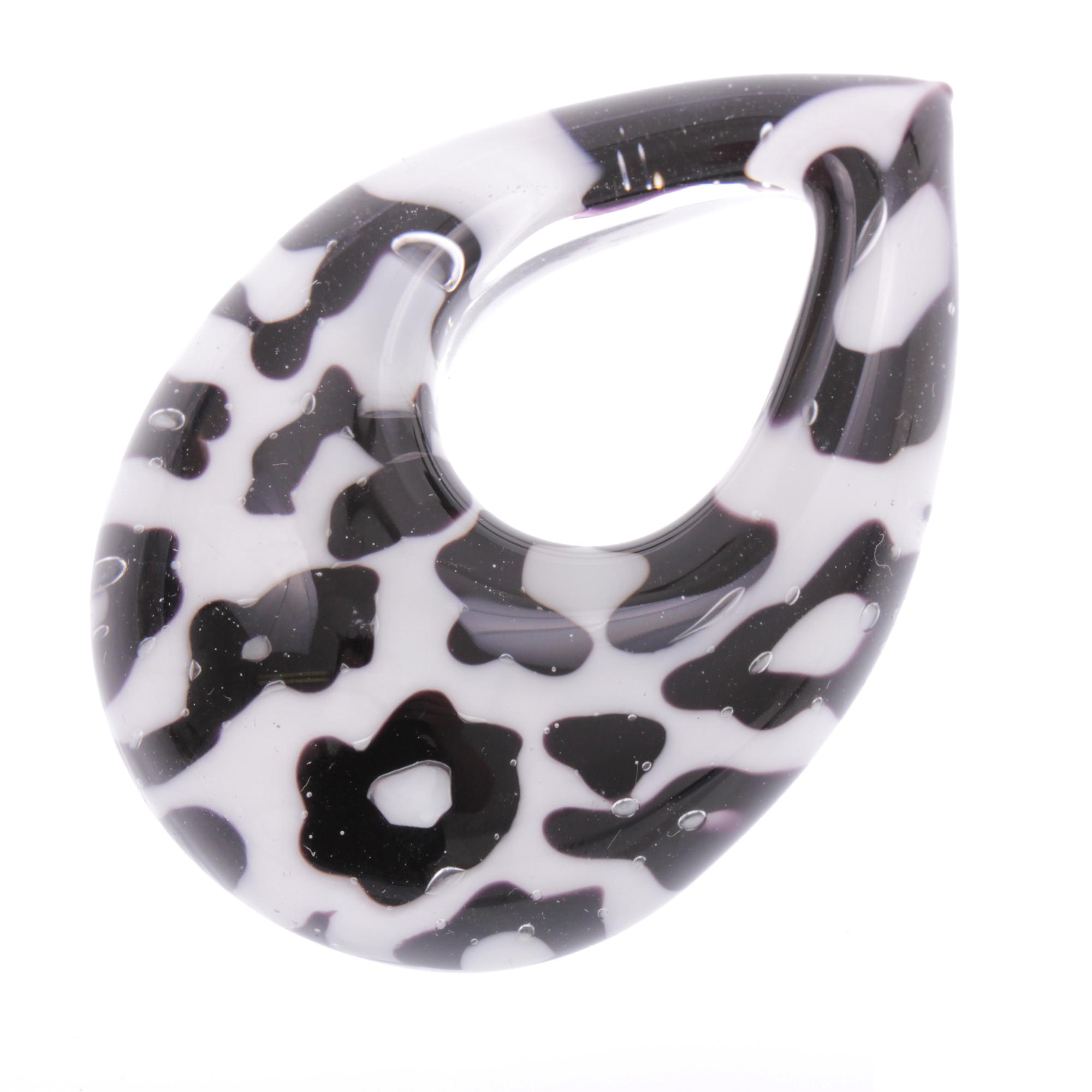 Erlesener Murano Glas Anhänger Model "Drop"-schwarz-weiss