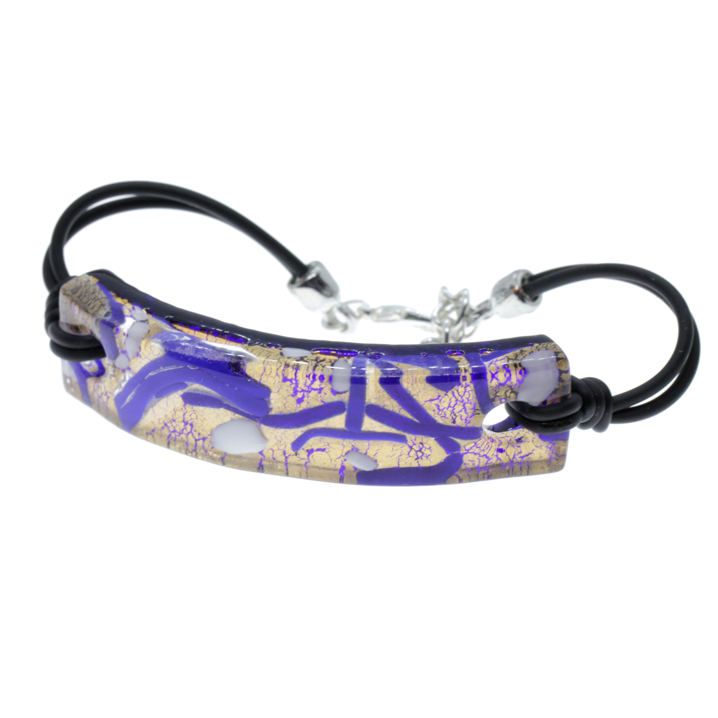 Murano Glas Armband "Livorno"- dunkelblau gold