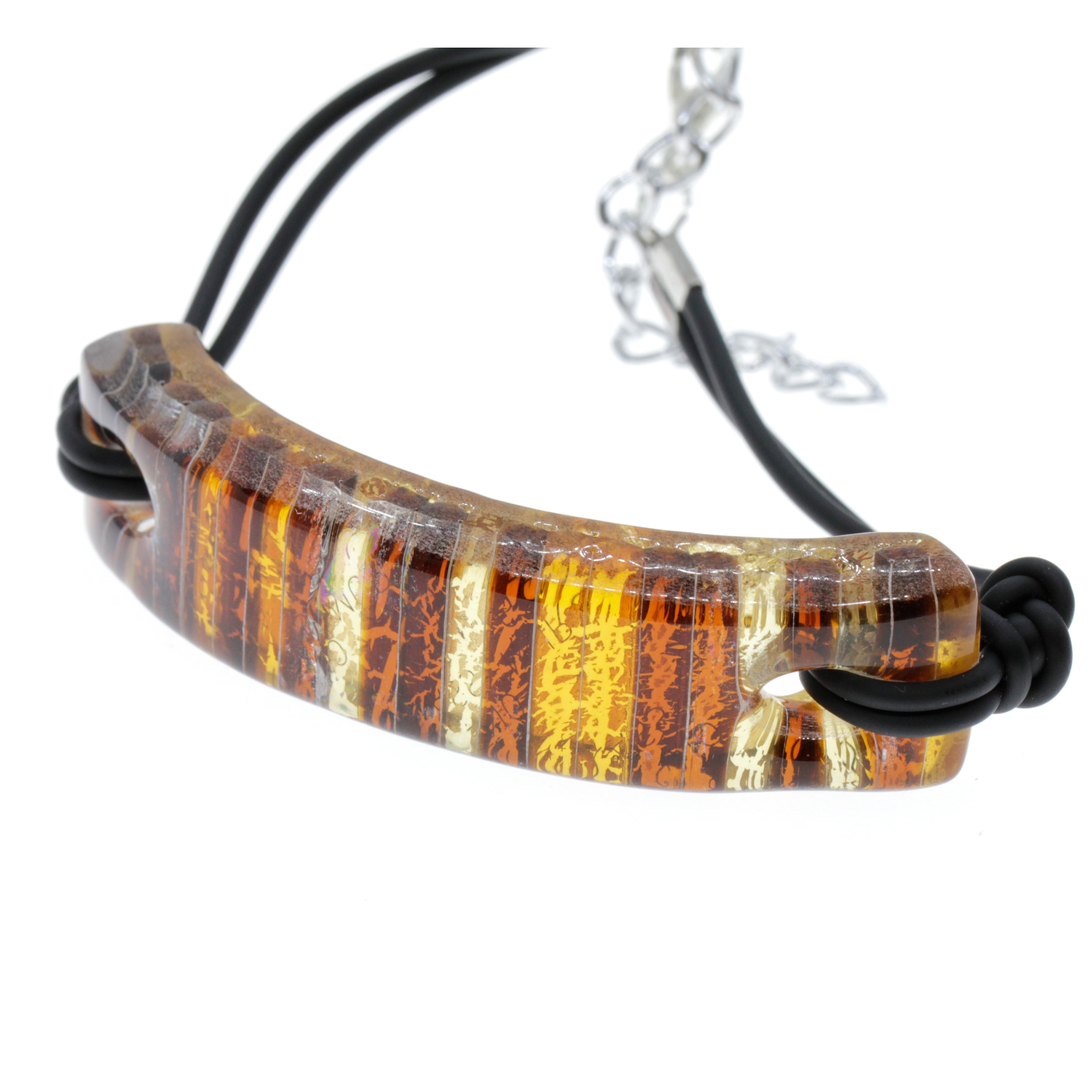 Murano Glas Armband "Livorno"- amber Streifen