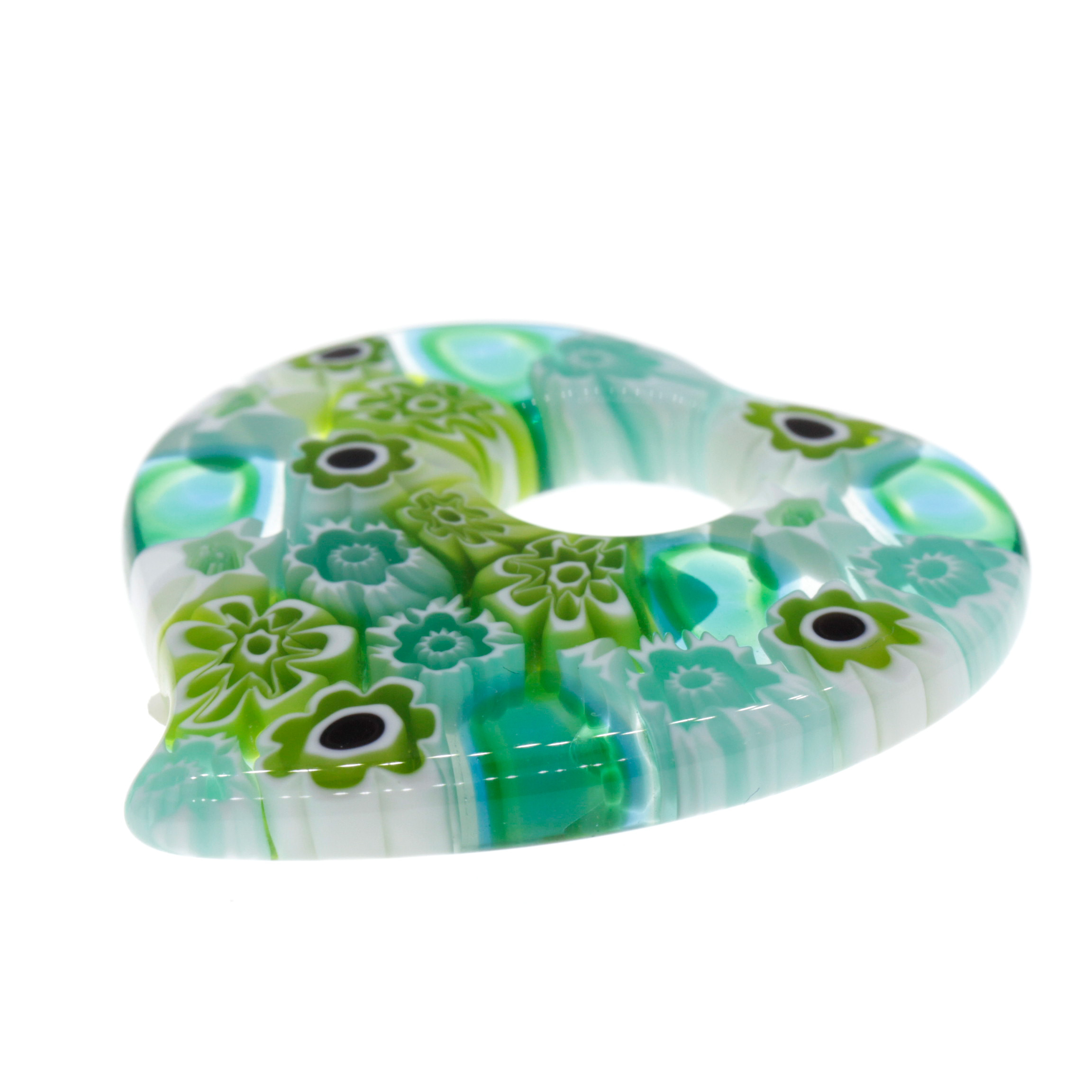 Murano Glas Herz Anhänger "Rinviato" grün