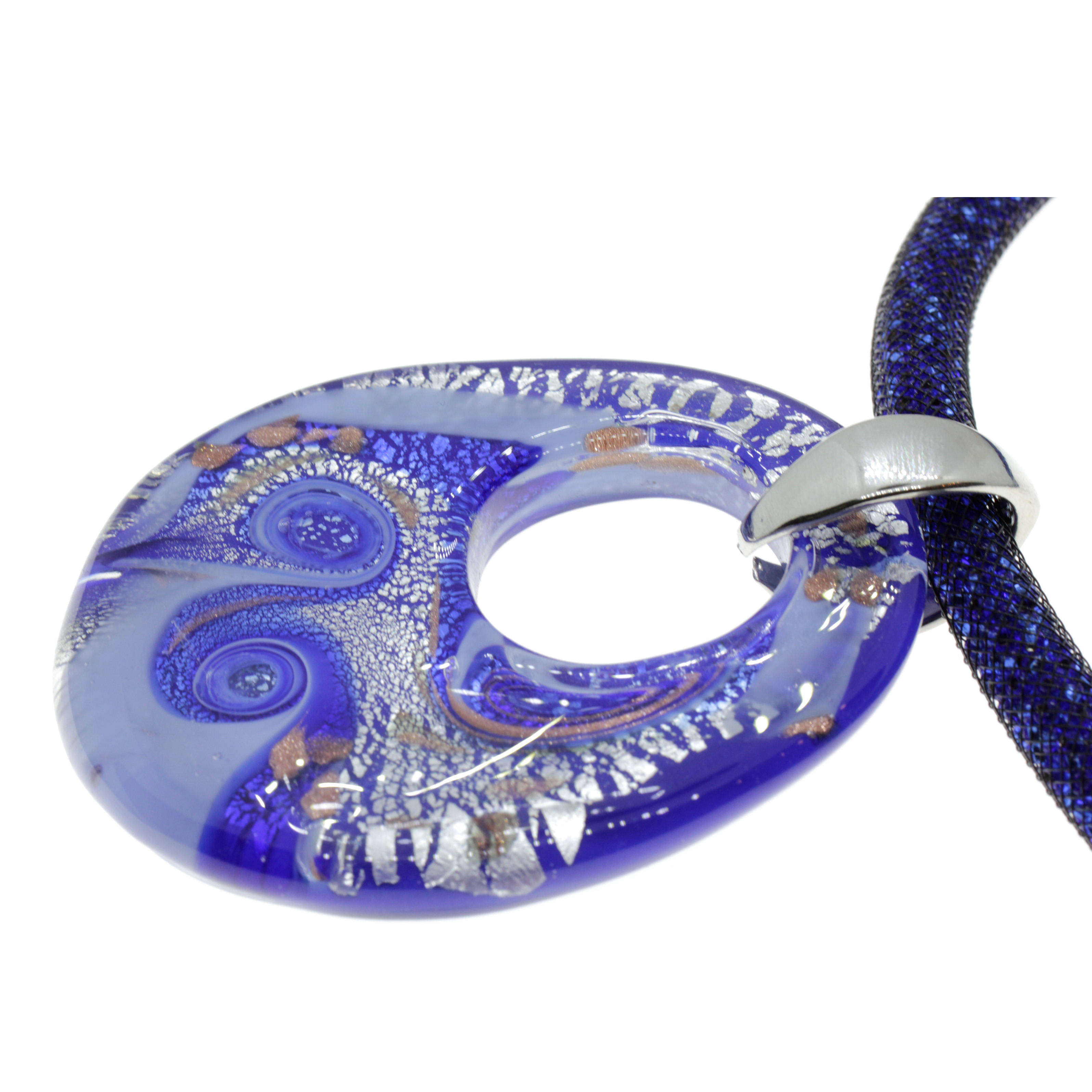 Edles Muranoglas Schmuckstück Model "Grande Galina Deluxe"- blau silber