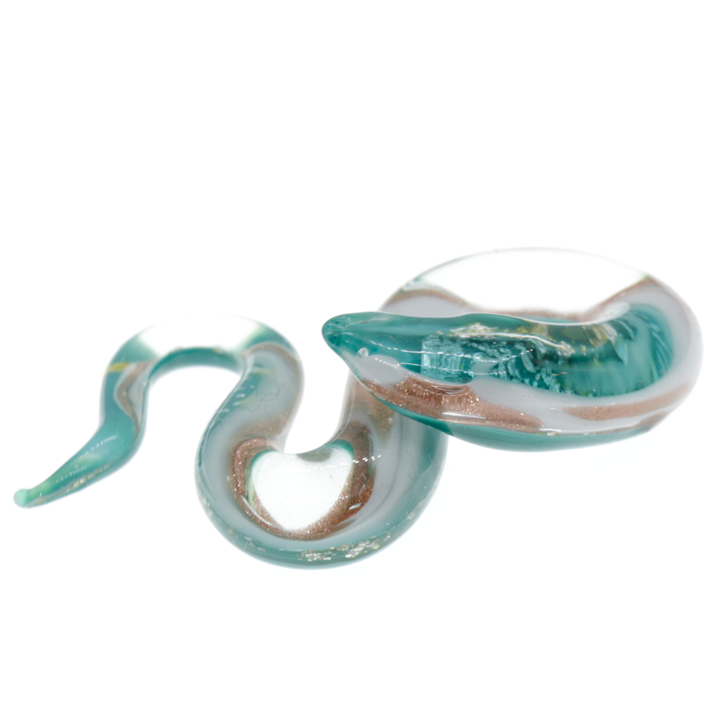 Edle Murano Glas Schlange Größe Medium "Coda Mezzo" Anhänger -türkis silber