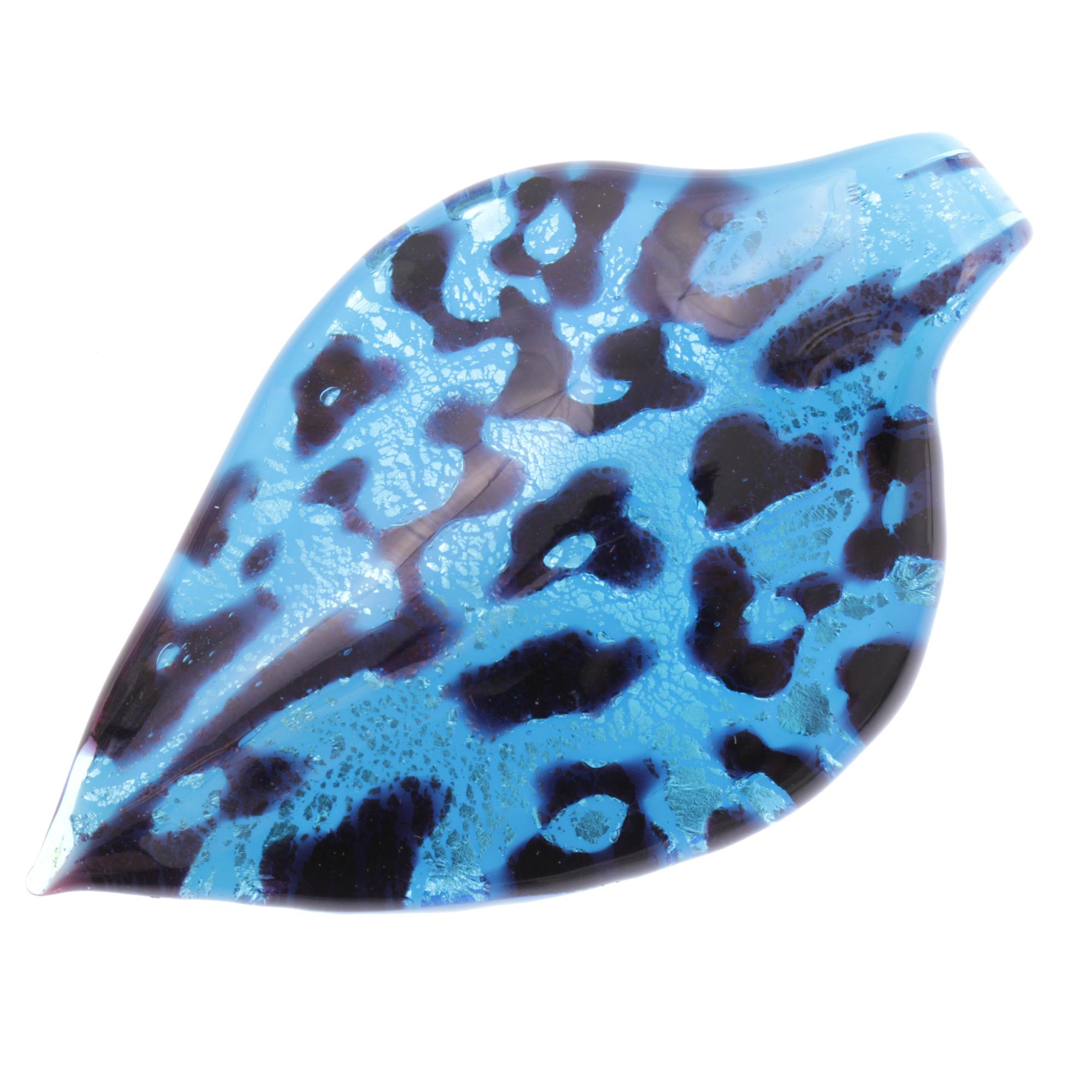 Ein großes Murano Glas Blatt "Pala Grande" Anhänger-blau