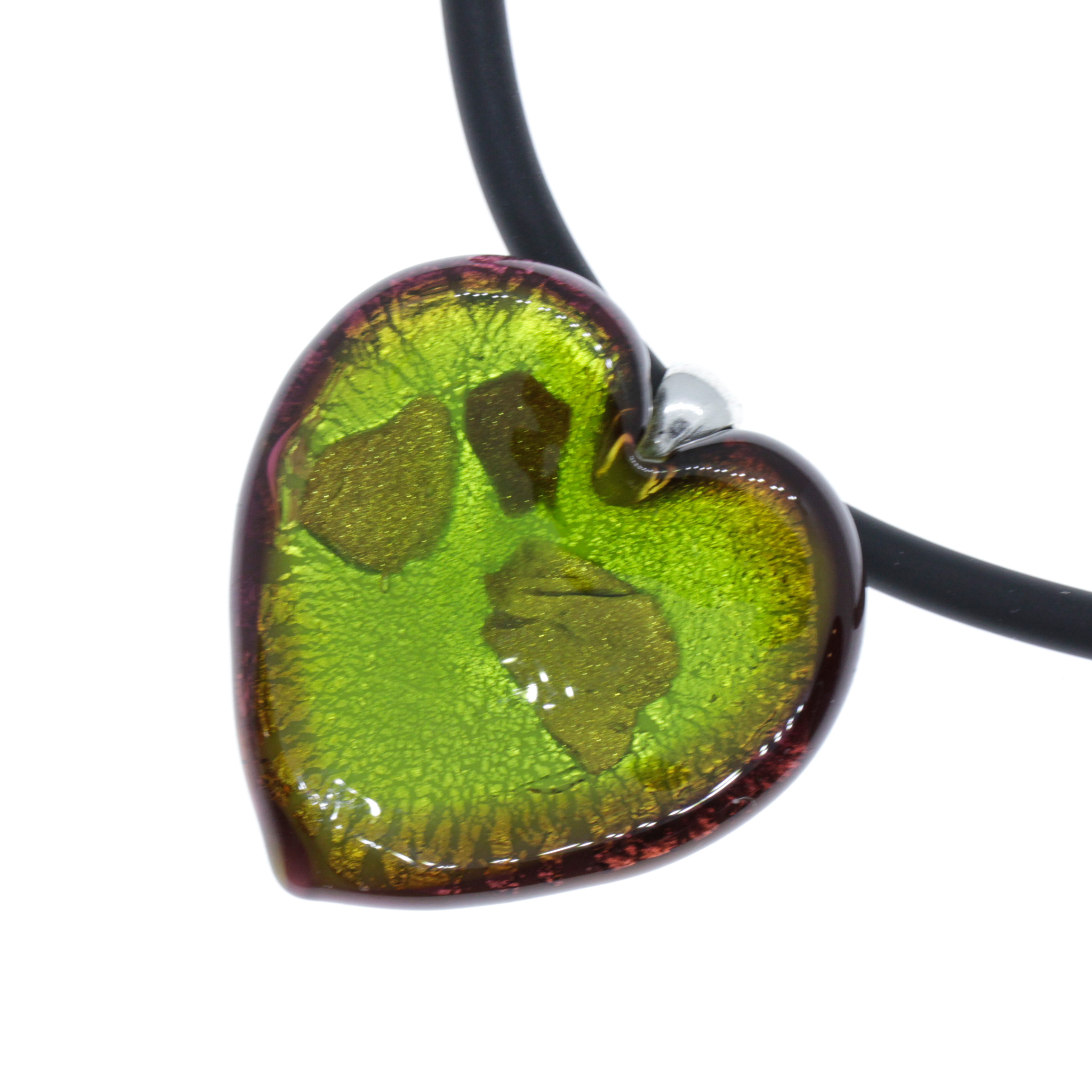 Valencia Deluxe Muranoglas-Herz - grün kupfer