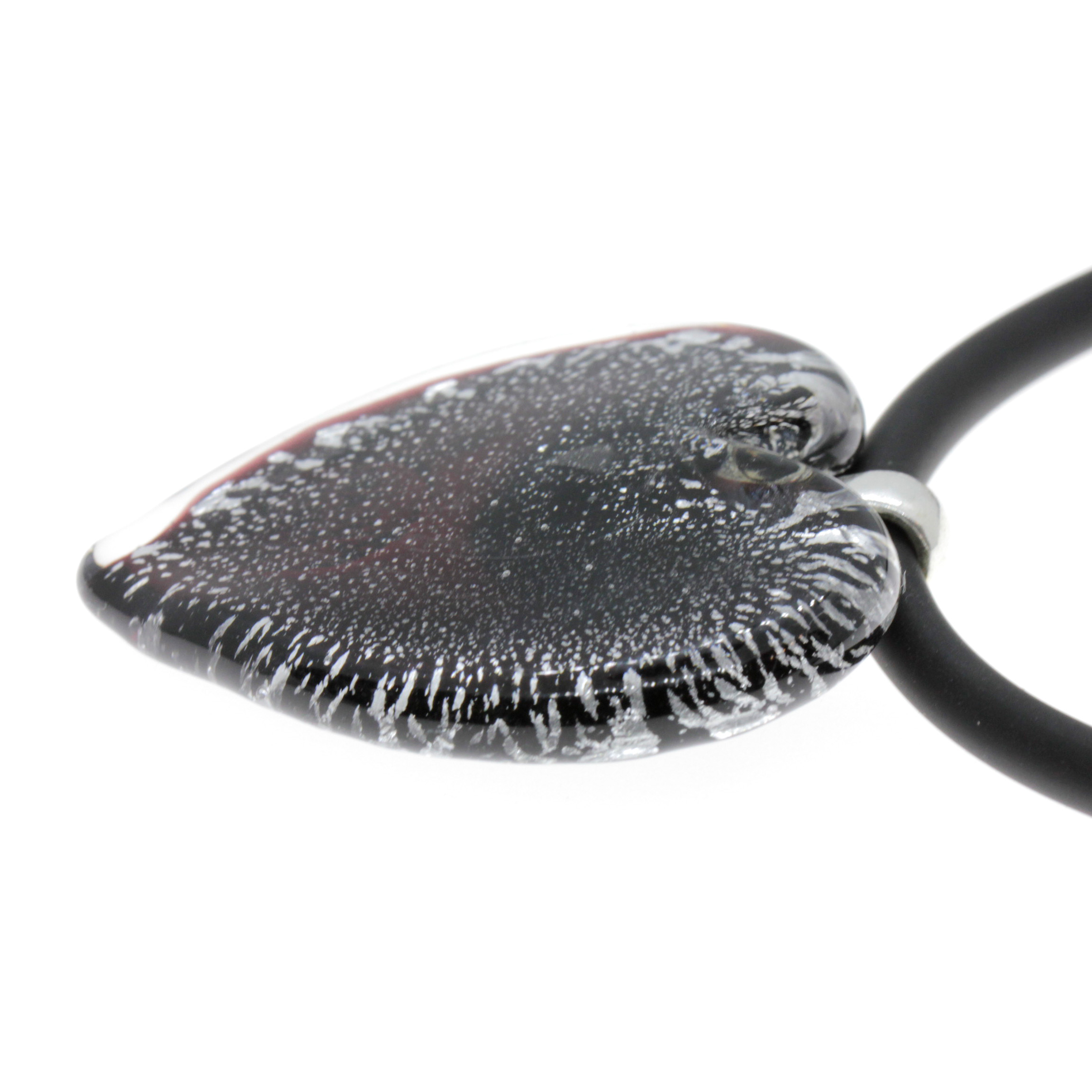 Edles Murano Glas Herz " Valencia" inkl. Kette-schwarz silber