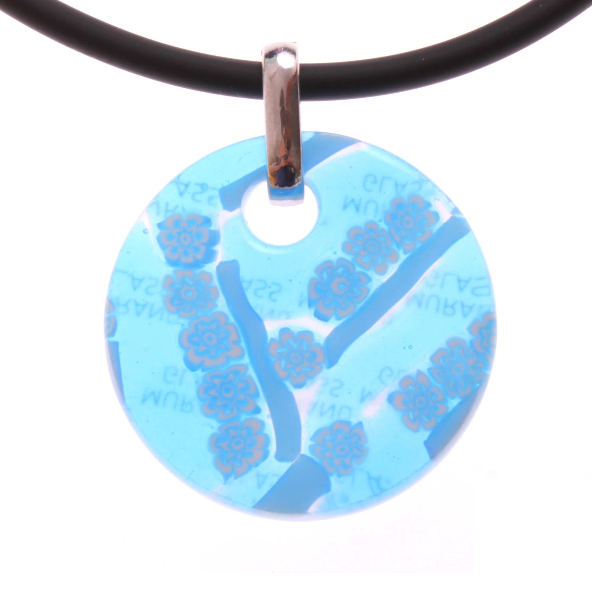 Kleines Mille Fiori Medaillon Model "Picco Abril" -hellblau