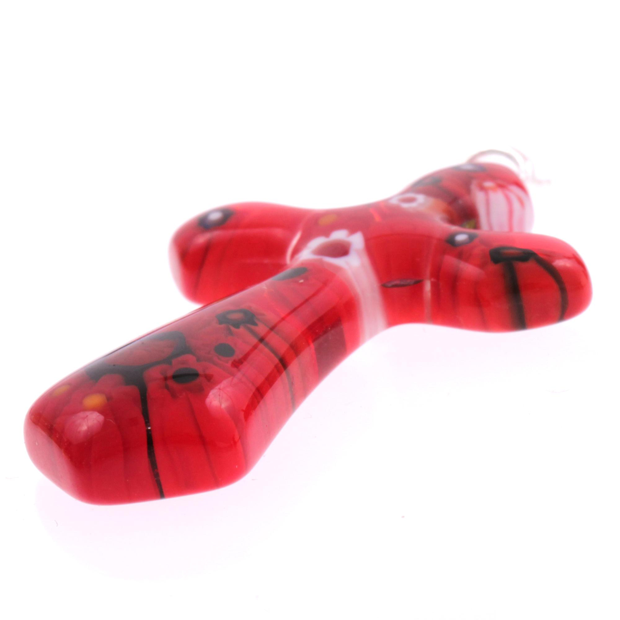Wunderschönes Murano Glas Kreuz "Gotico" Mille Fiori Anhänger -rot