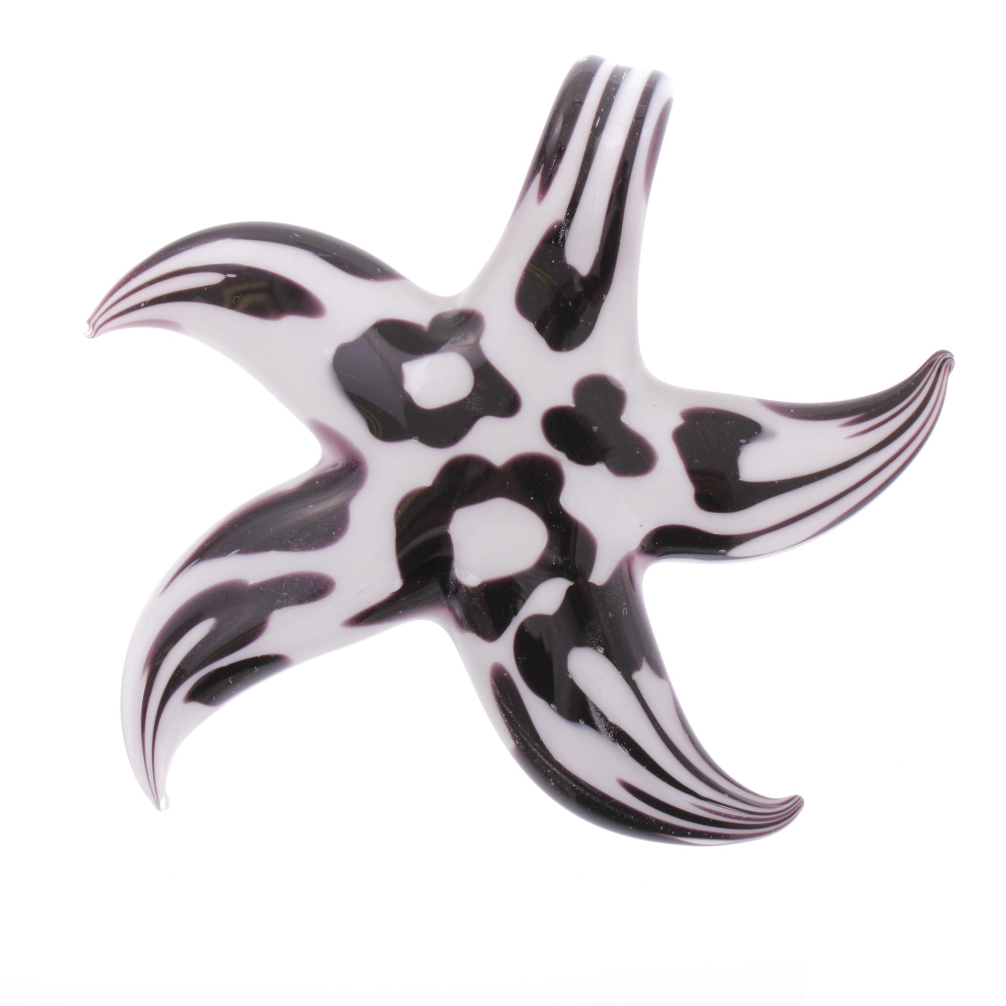 Murano Glas Seestern "Facella" Anhänger-schwarz-weiss