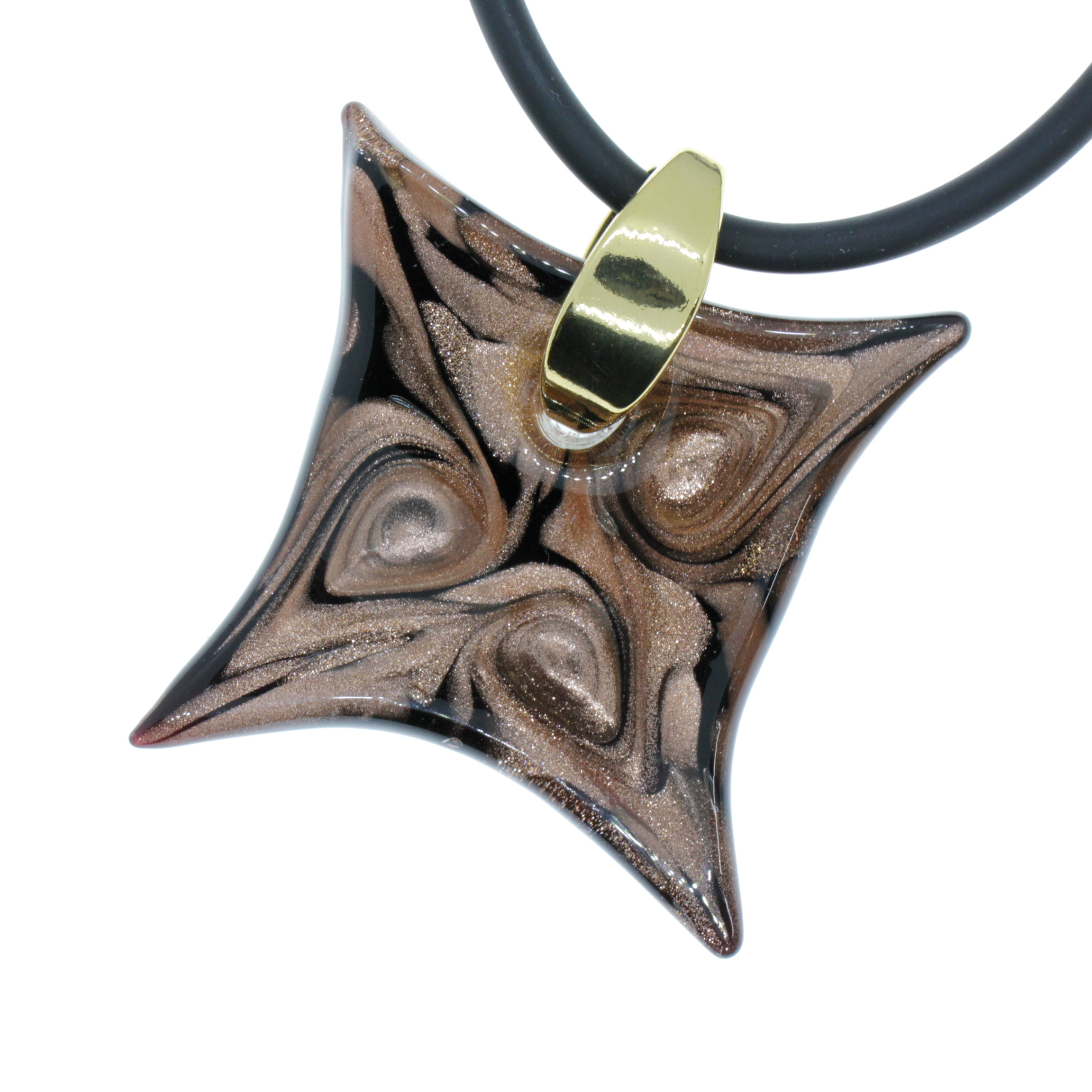 Exquisiter Murano Glas Anhänger "Losanga" -kupfer gold