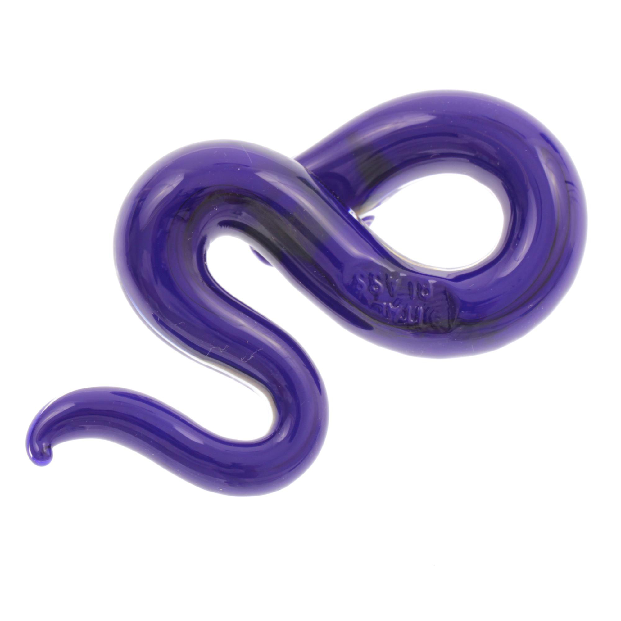 Edle Murano Glas Schlange Größe Medium "Coda Mezzo" Anhänger -blau-silber