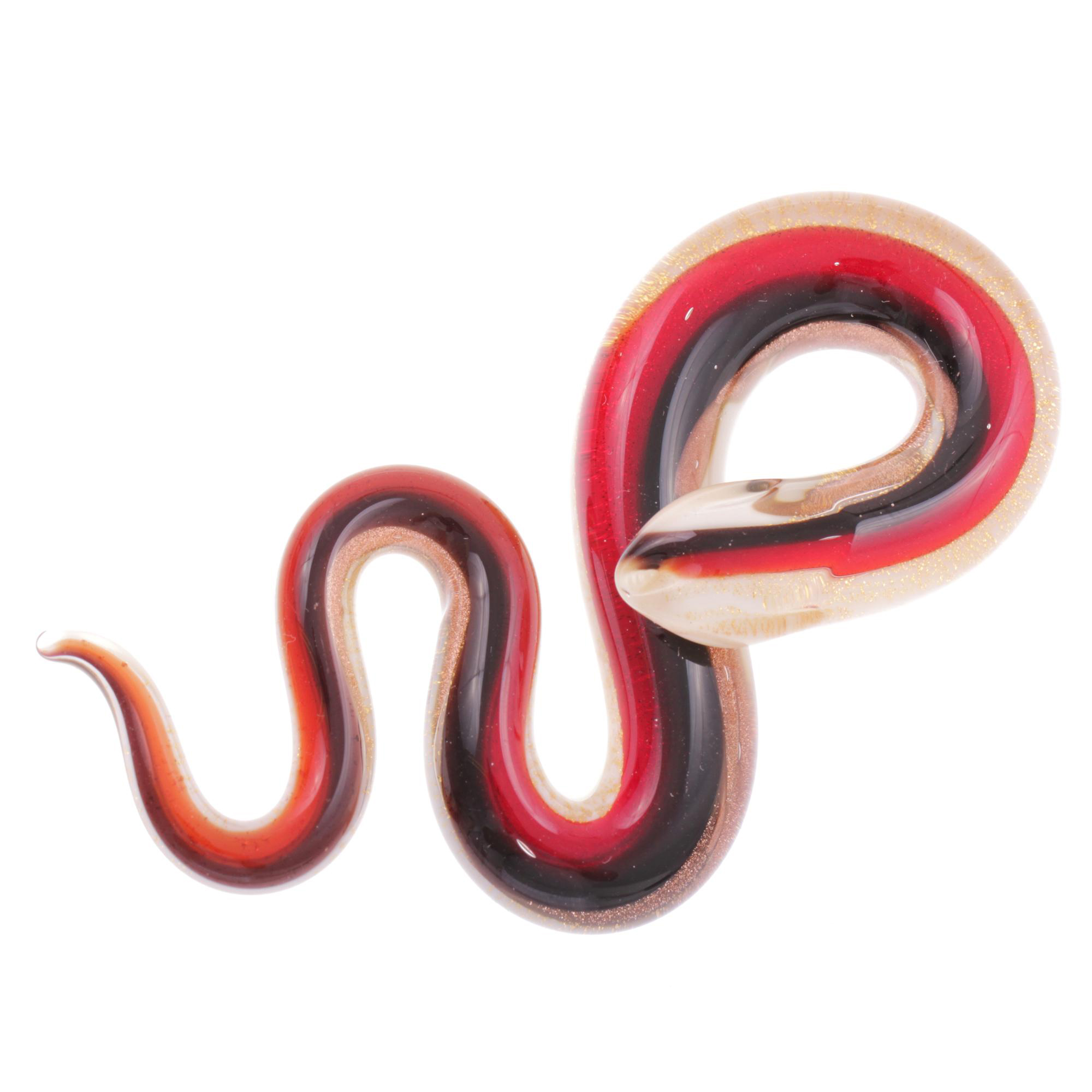 Unsere große edle Murano Glas Schlange "Coda Grande" Anhänger -rot-gold