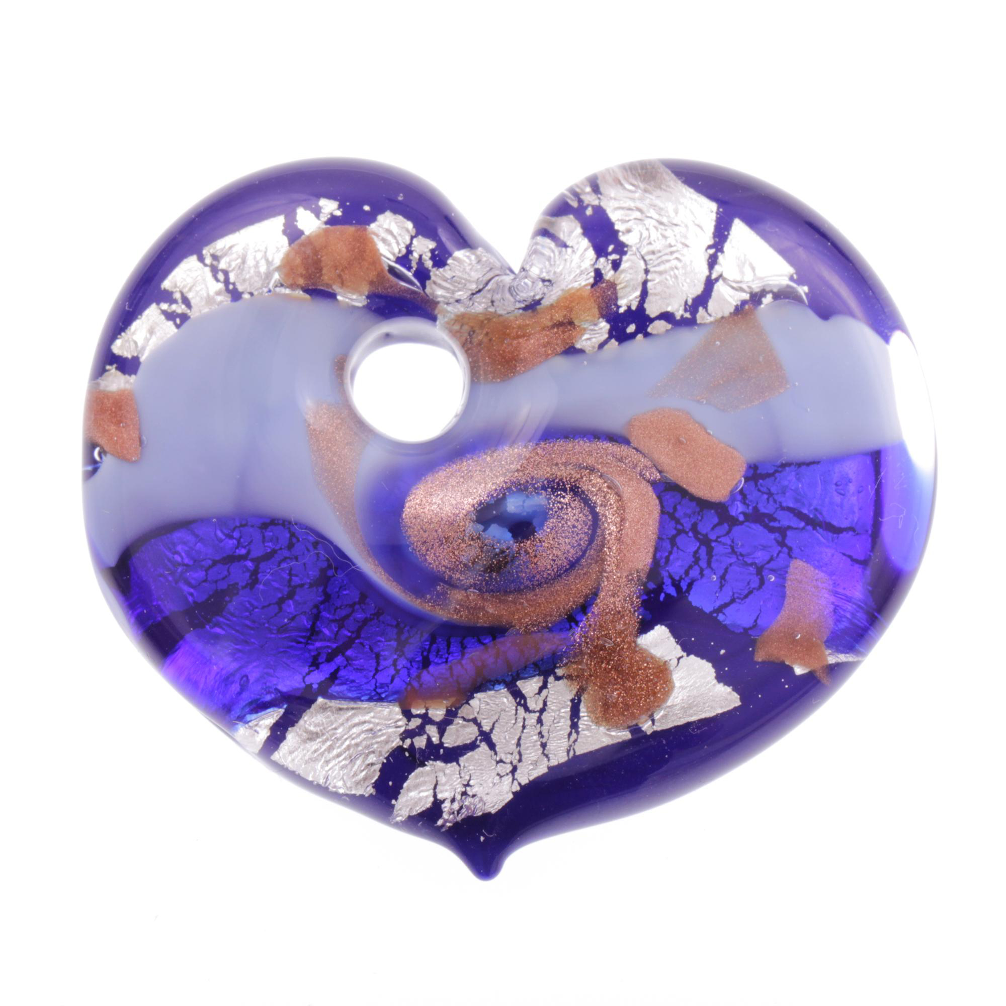 Ein Herz Anhänger aus Murano Glas "Picco Animo" -blau-silber