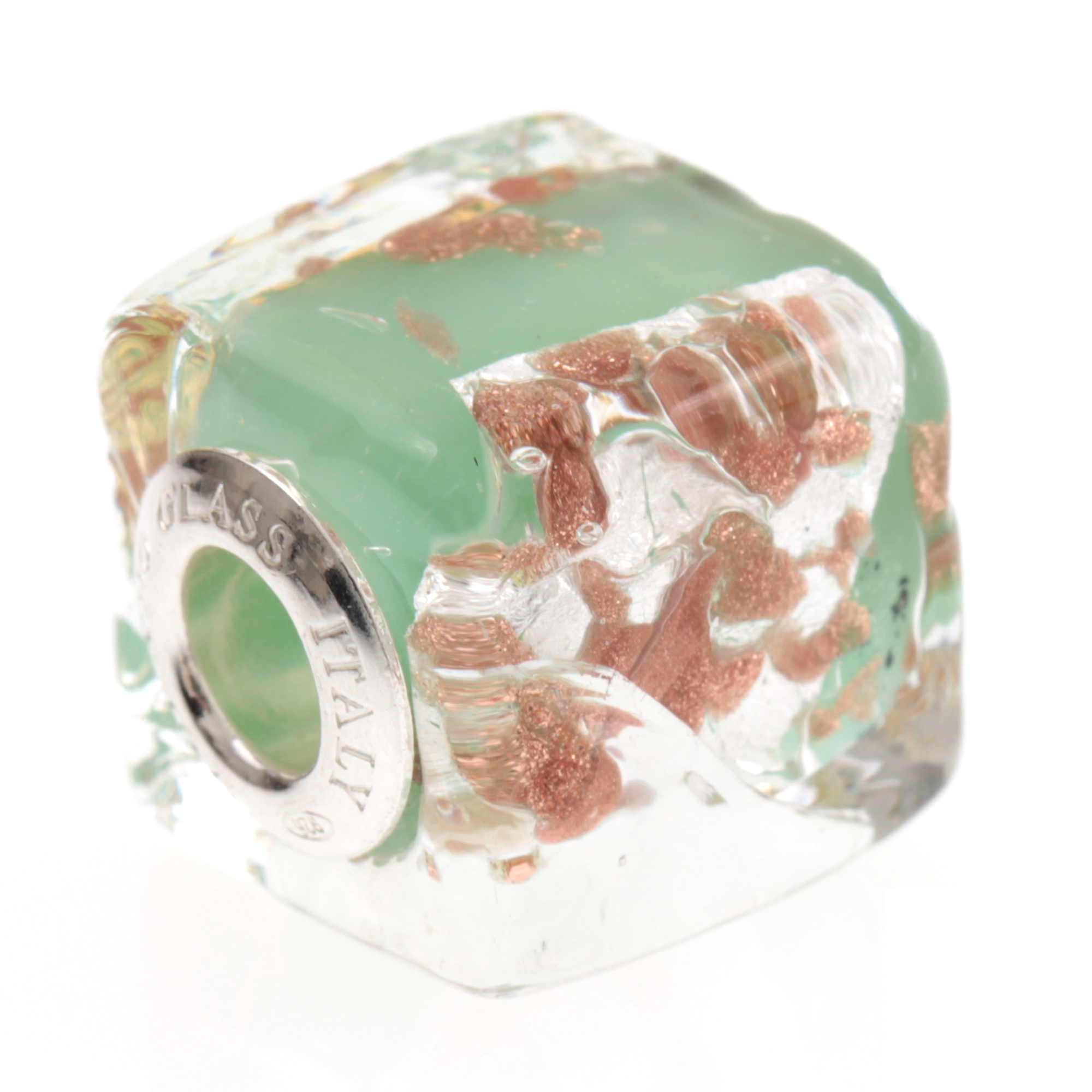 Murano Glas Bead "Rettangolo" Charm-jade Murano Glas Bead "Rettangolo" Charm-jade
