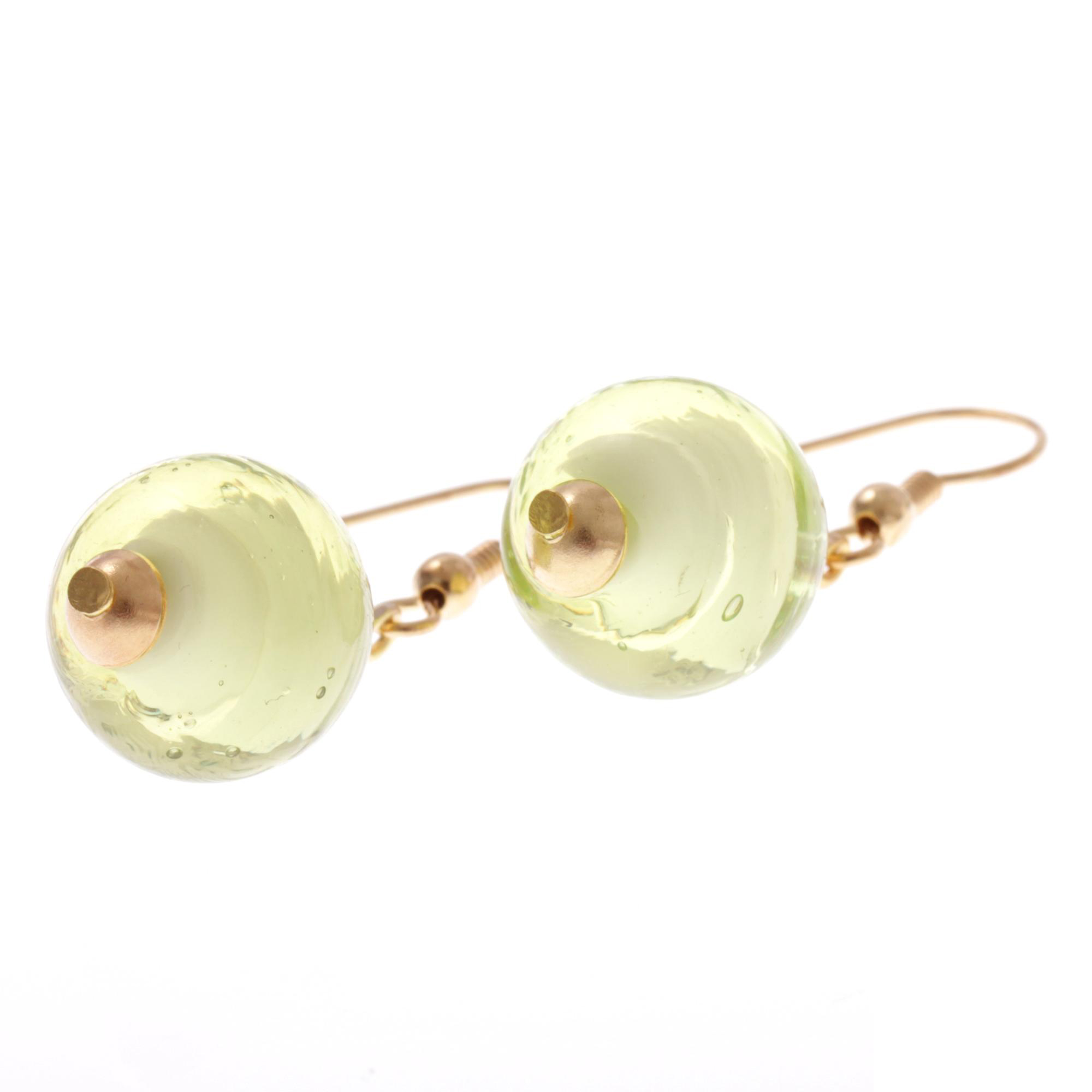 Murano Glas Ohrhänger "Verona" Ohrschmuck-hellgrün-gold