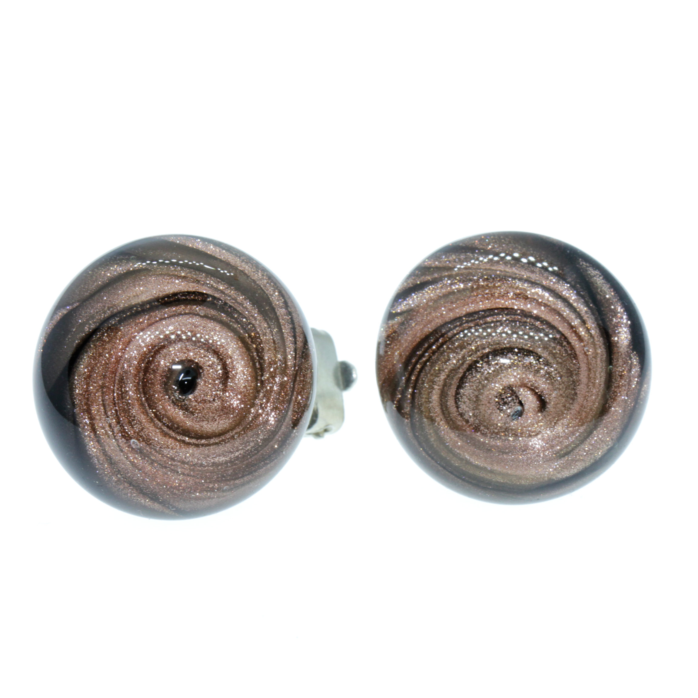 Muranoglas Ohrclip Malaga Deluxe - kupfer