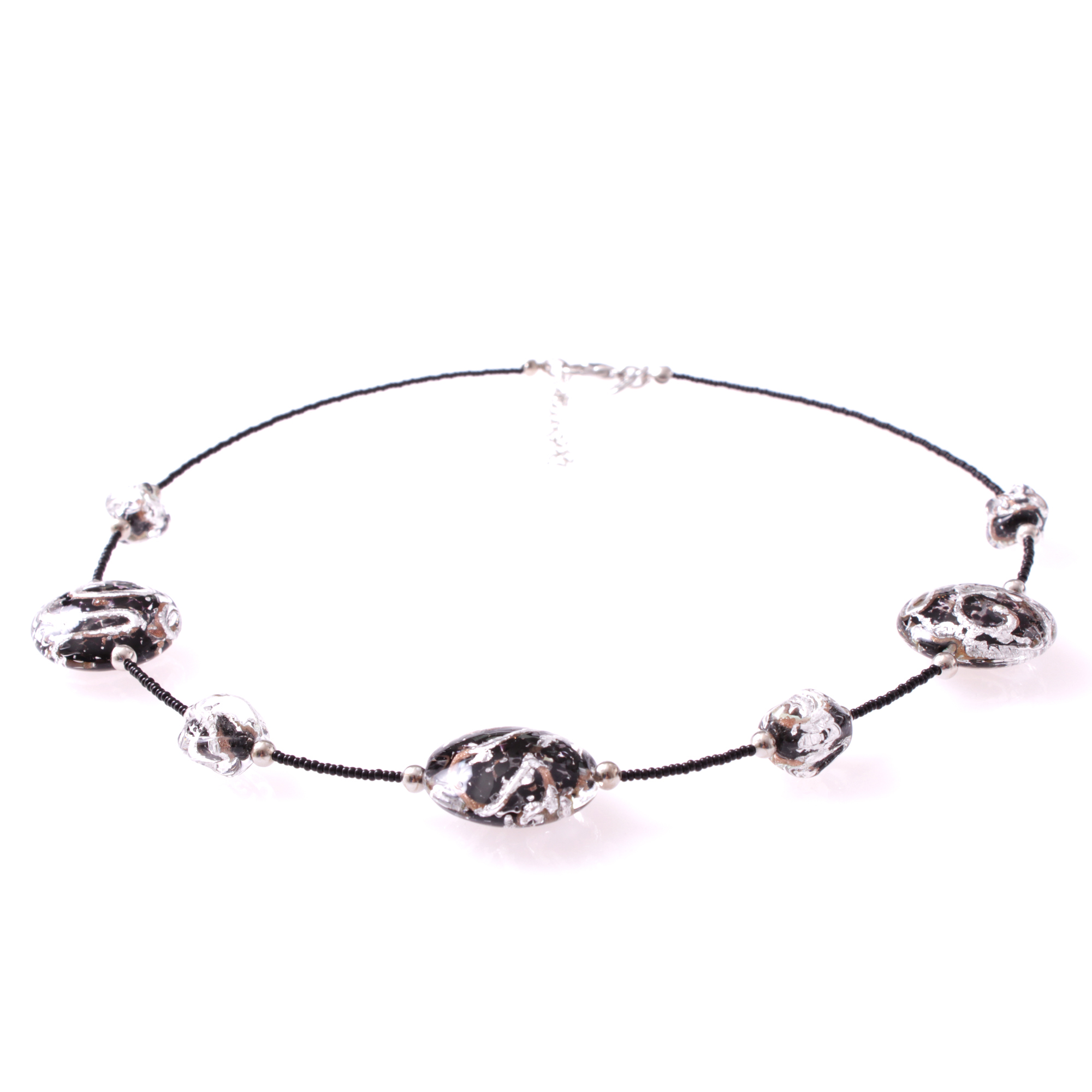 Stilvolles Murano Glas Collier "Astana Deluxe" -schwarz