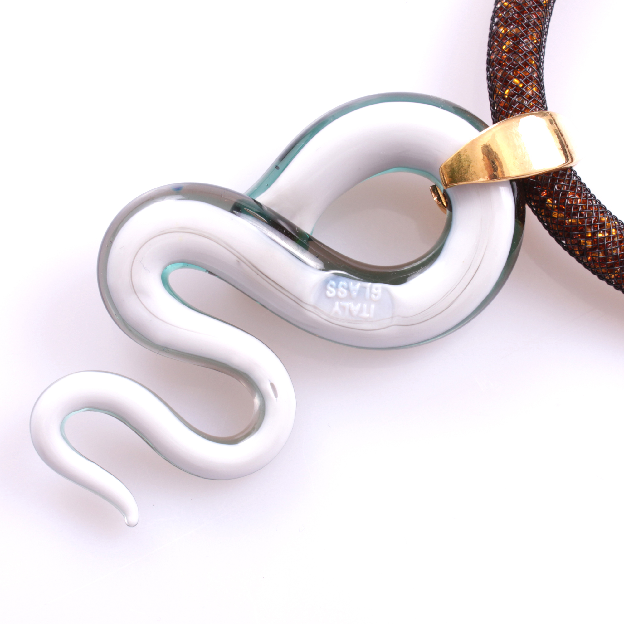 Super Collier "Coda Grande Deluxe" Finest Murano Glas-türkis-kupfer