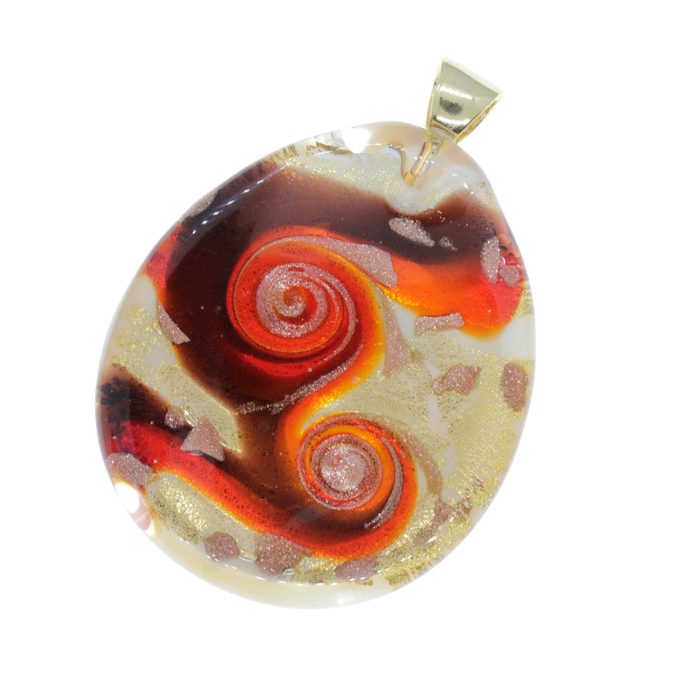 Traumhaft schöner Murano Glas Anhänger "Onorio" -rot-gold