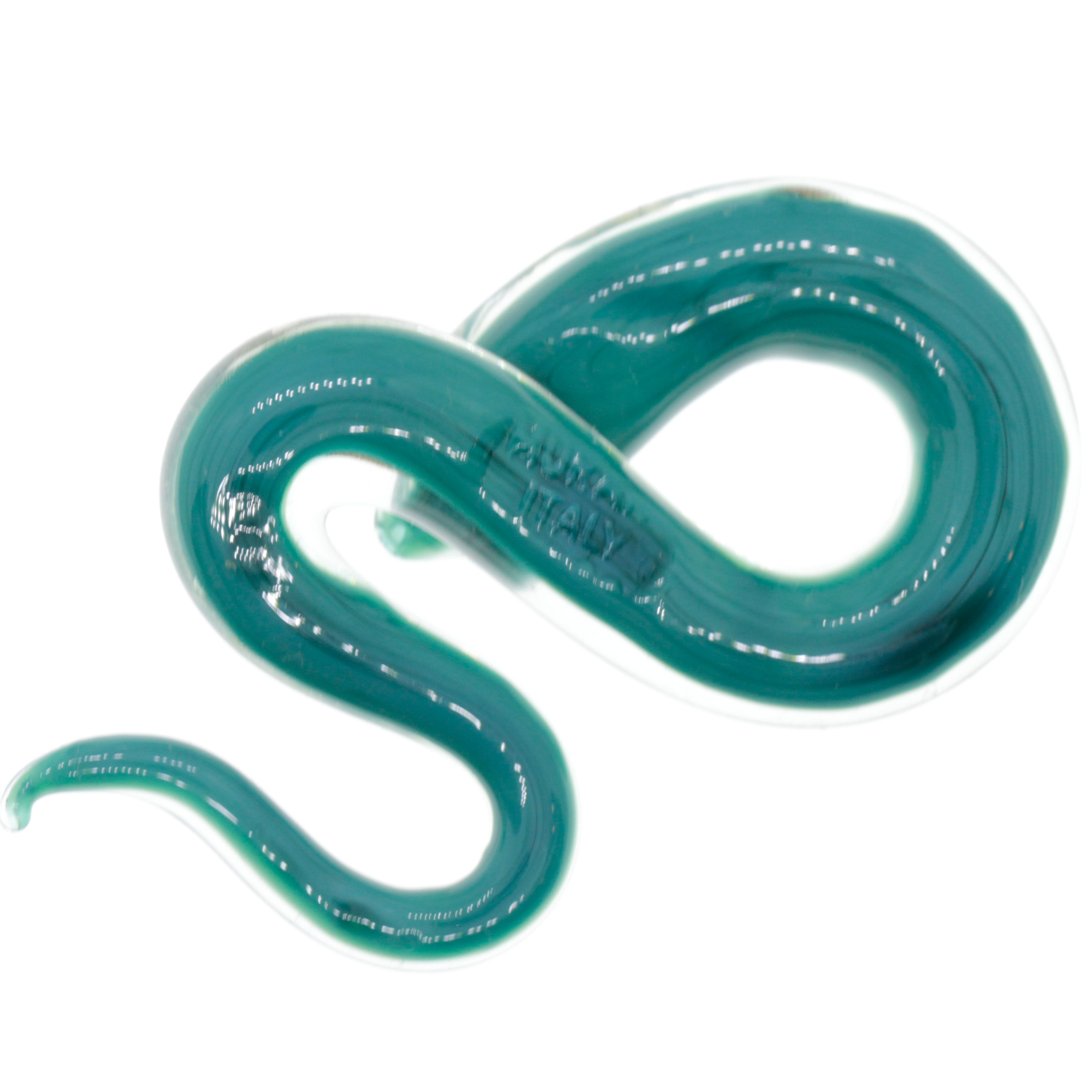 Edle Murano Glas Schlange Größe Medium "Coda Mezzo" Anhänger -türkis silber