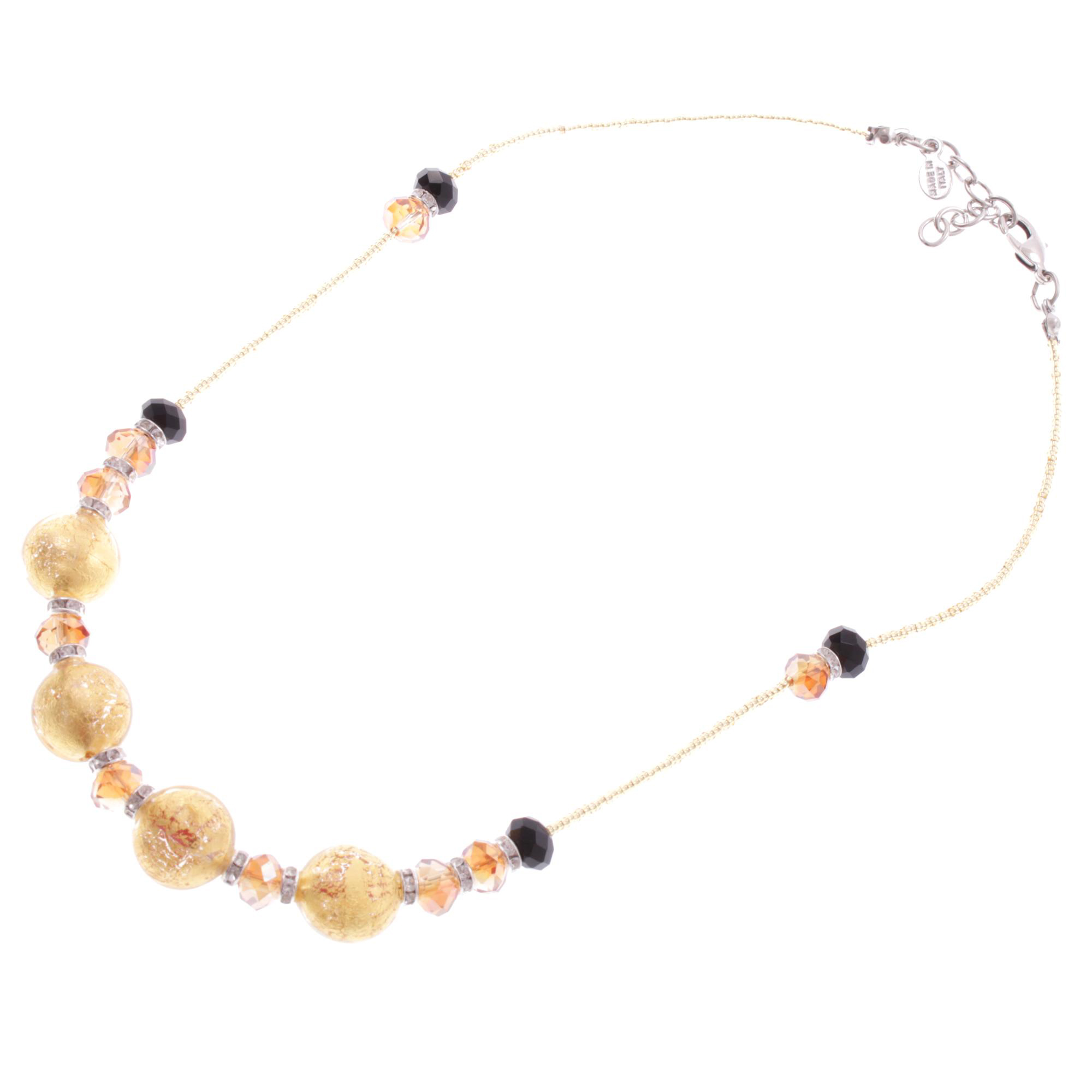 Edles Murano Glas Collier "Sonno" Halskette -gold