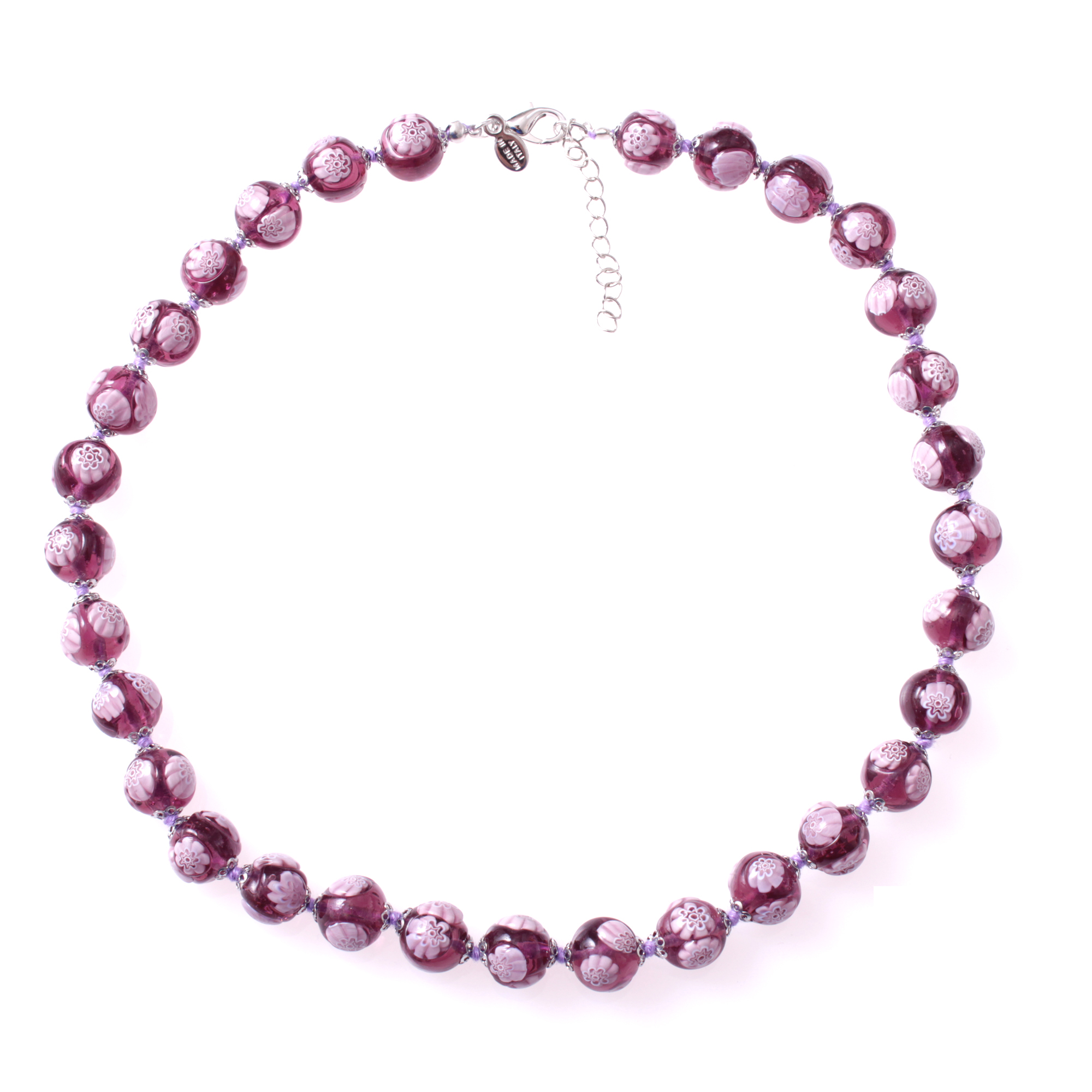Collier Murano Glas "Mille Fiori Dodici"-amethist-silber