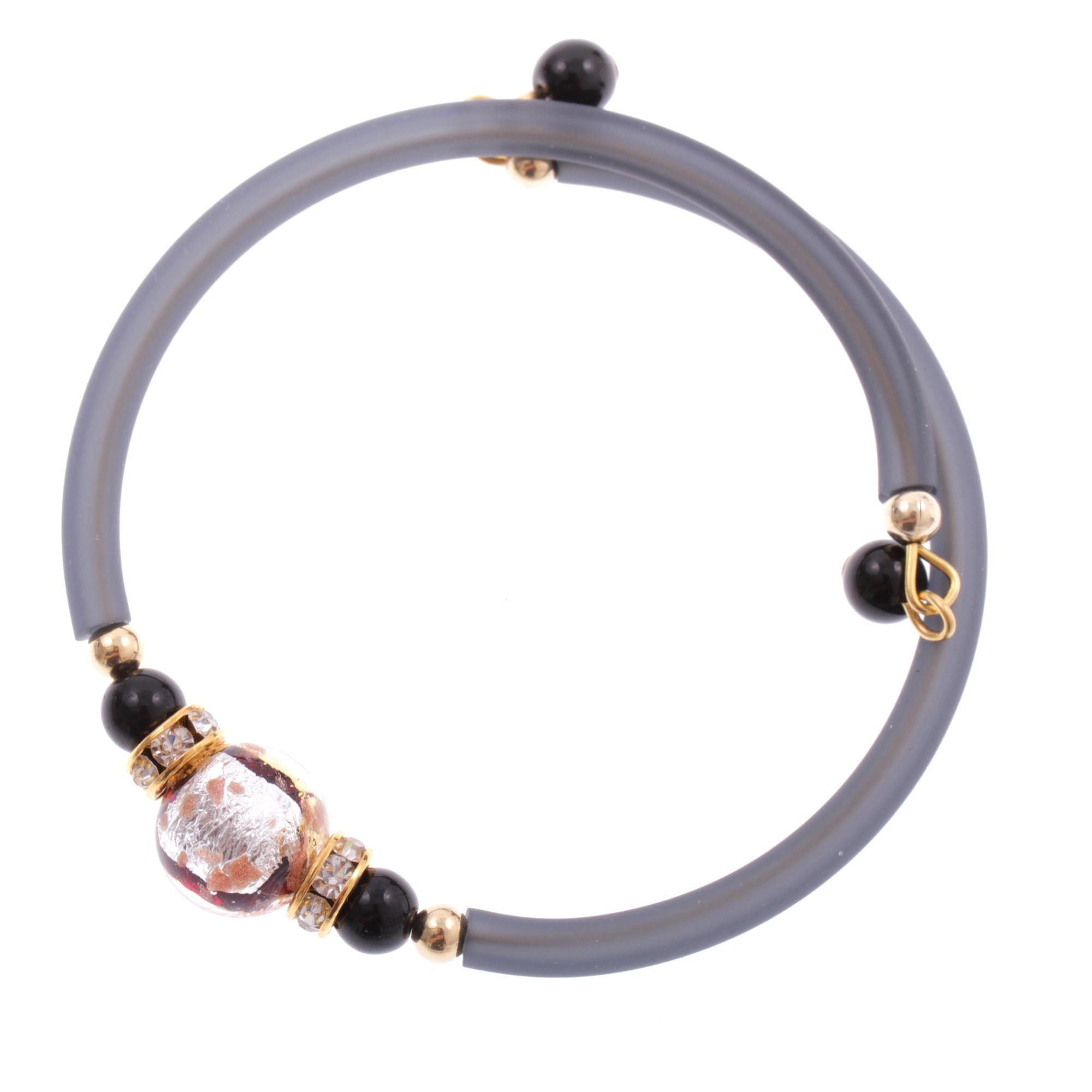 Flexibles Murano Glas Armband "Dutti" Armschmuck-grau-silber