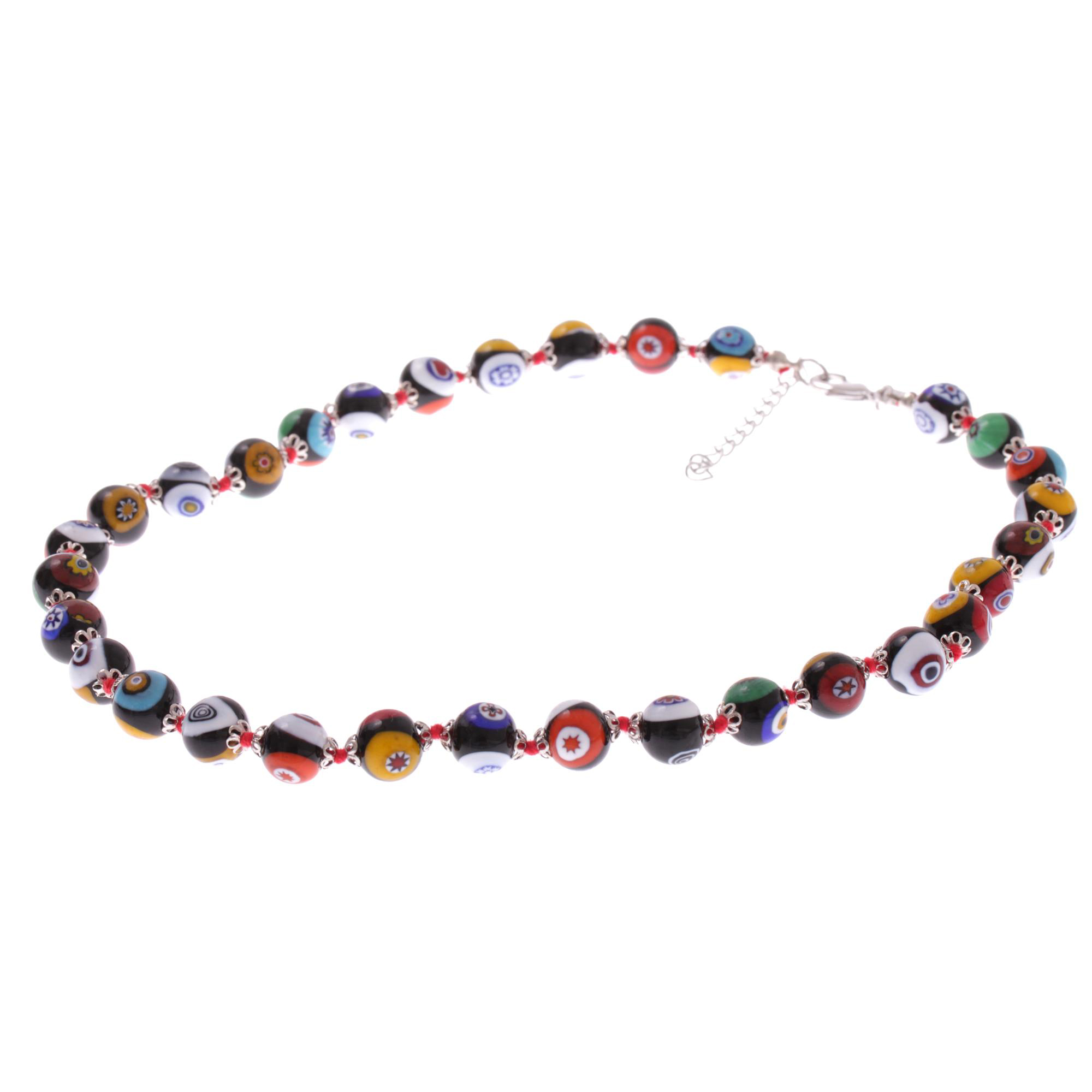 Exklusive Mille Fiori Halskette "Concento" Collier -bunt-silber