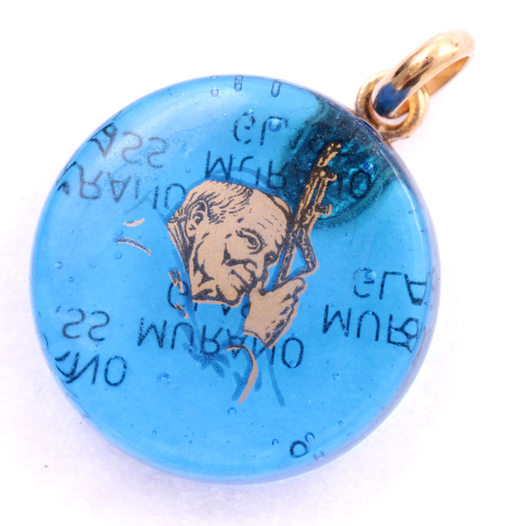 Exklusiver Papstanhänger aus Murano Glas "Papa" -blau Exklusiver Papstanhänger aus Murano Glas "Papa" -blau