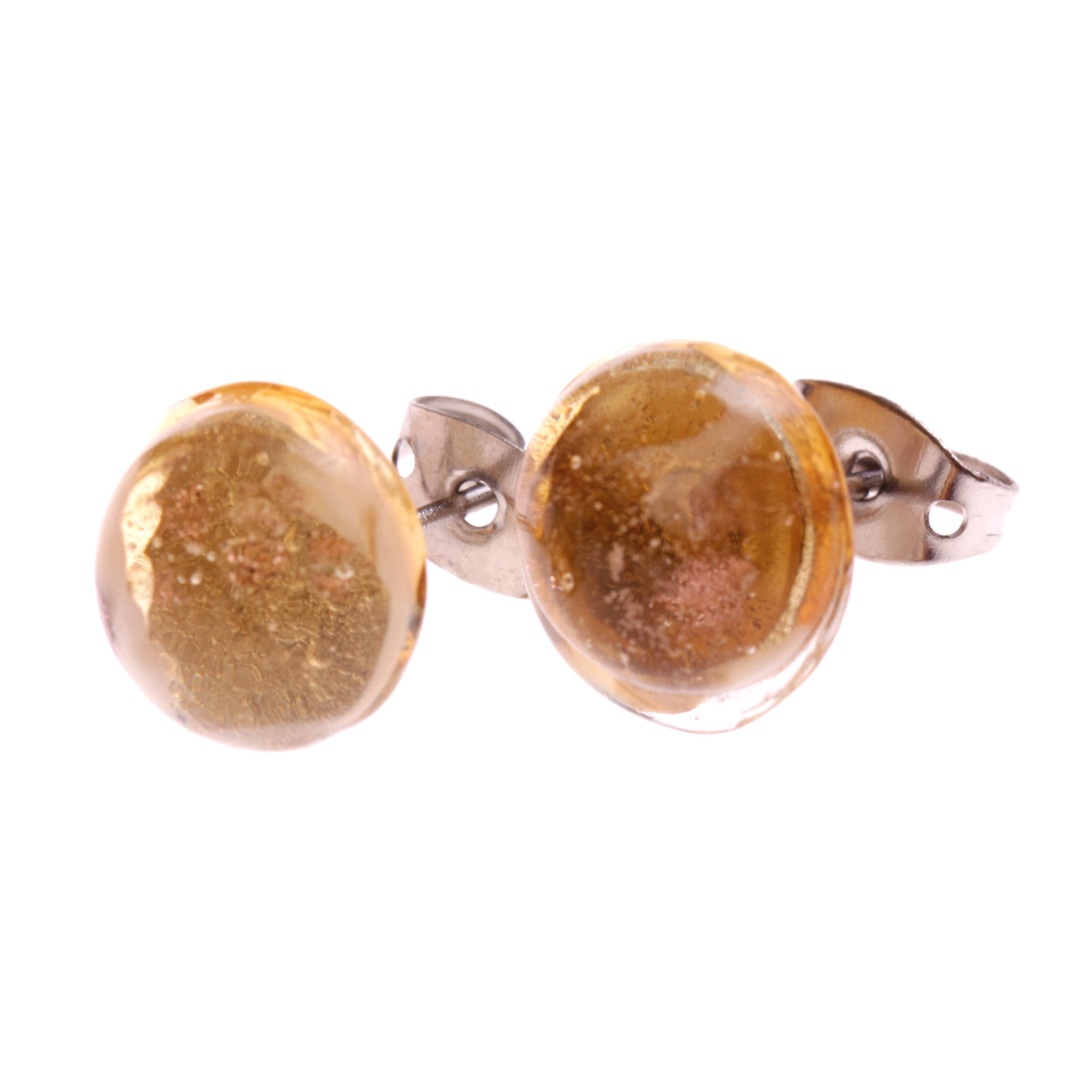 Ohrstecker Murano Glas "Spina Attesa" Ohrschmuck -amber-gold
