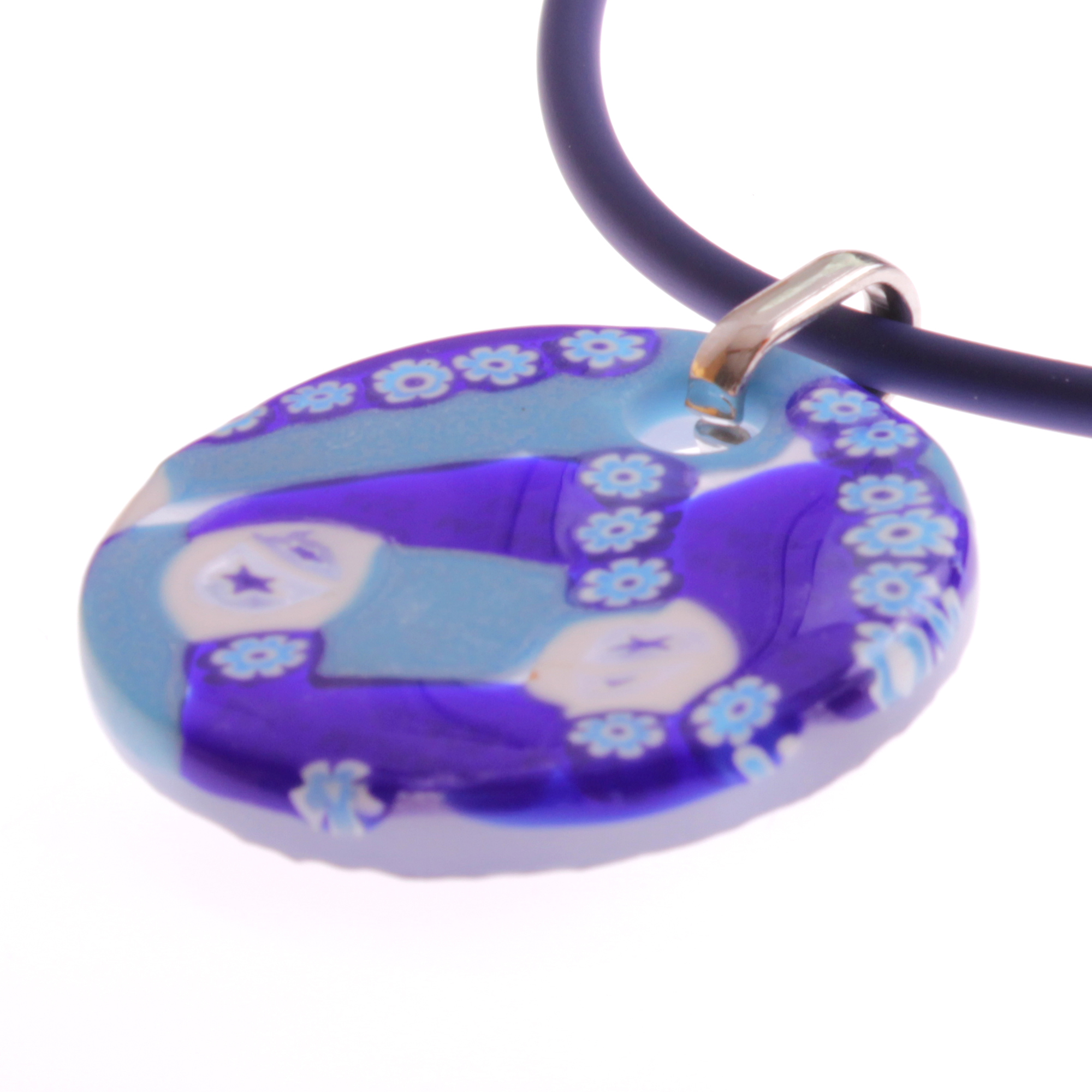 Muranoglas Medaillon Mille Fiori Model "Abril"-blau