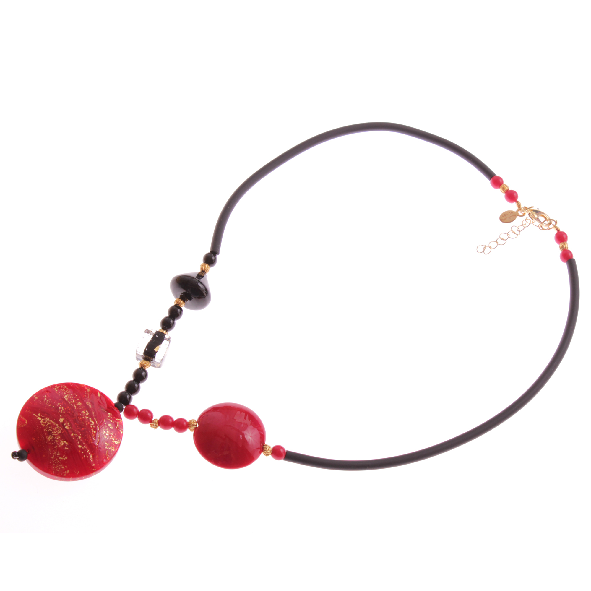 Muranoglas Collier "Ava" trendig mit Kautschuk!