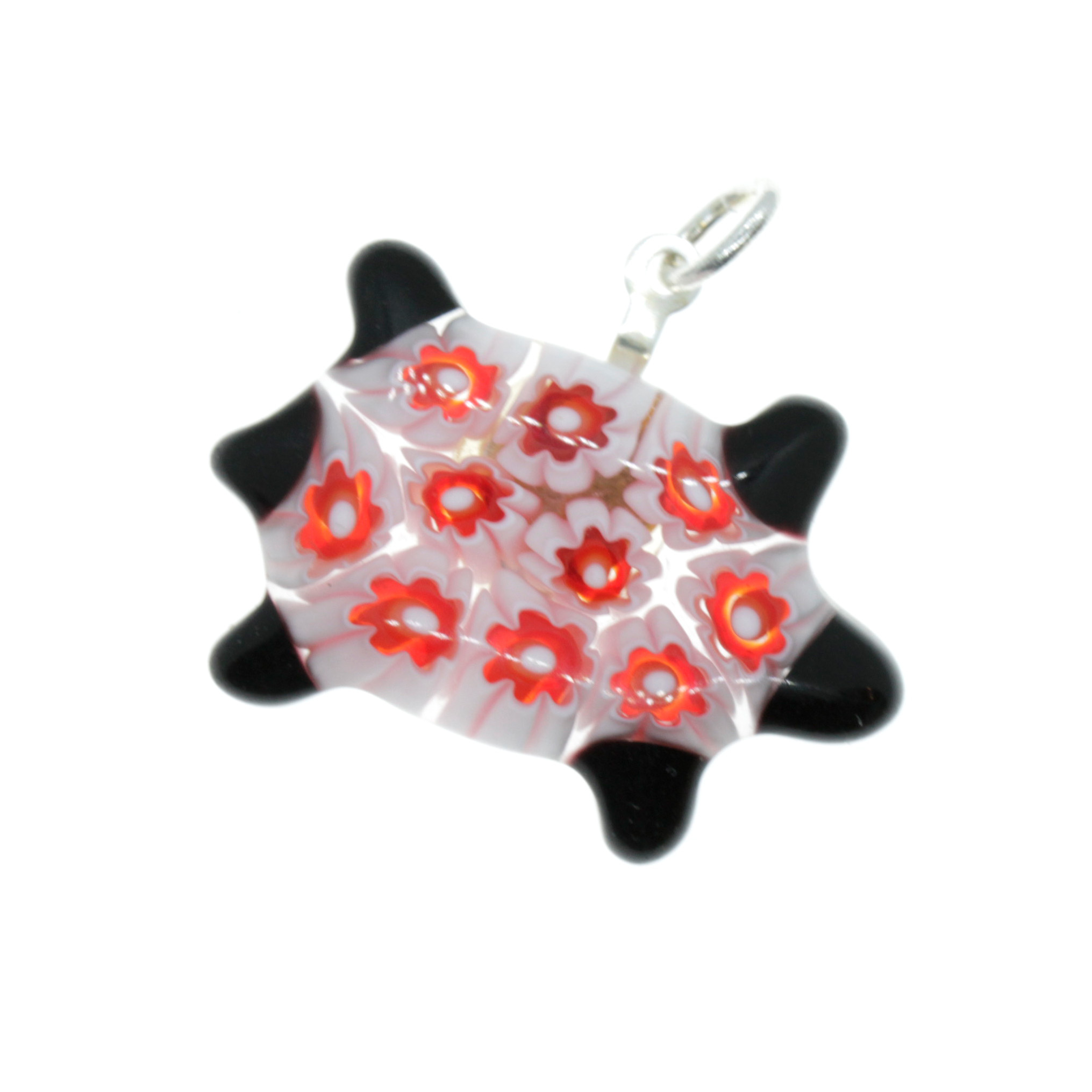 Schildkröt Anhänger "Chelone" echt Murano Glas- weiß rot