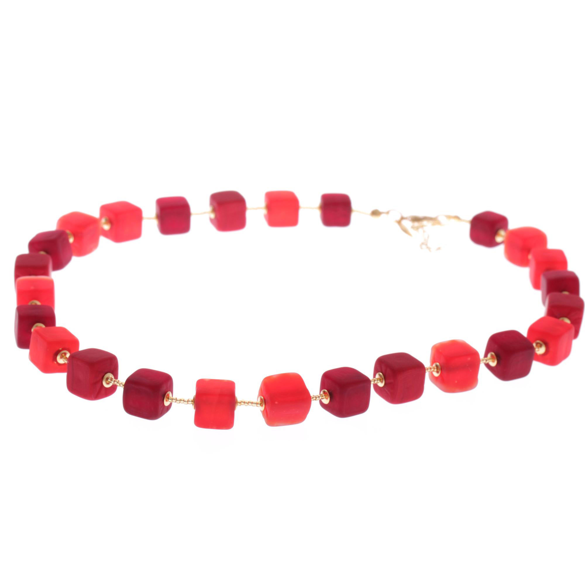 Murano Glas Collier "Quadro"-rot matt