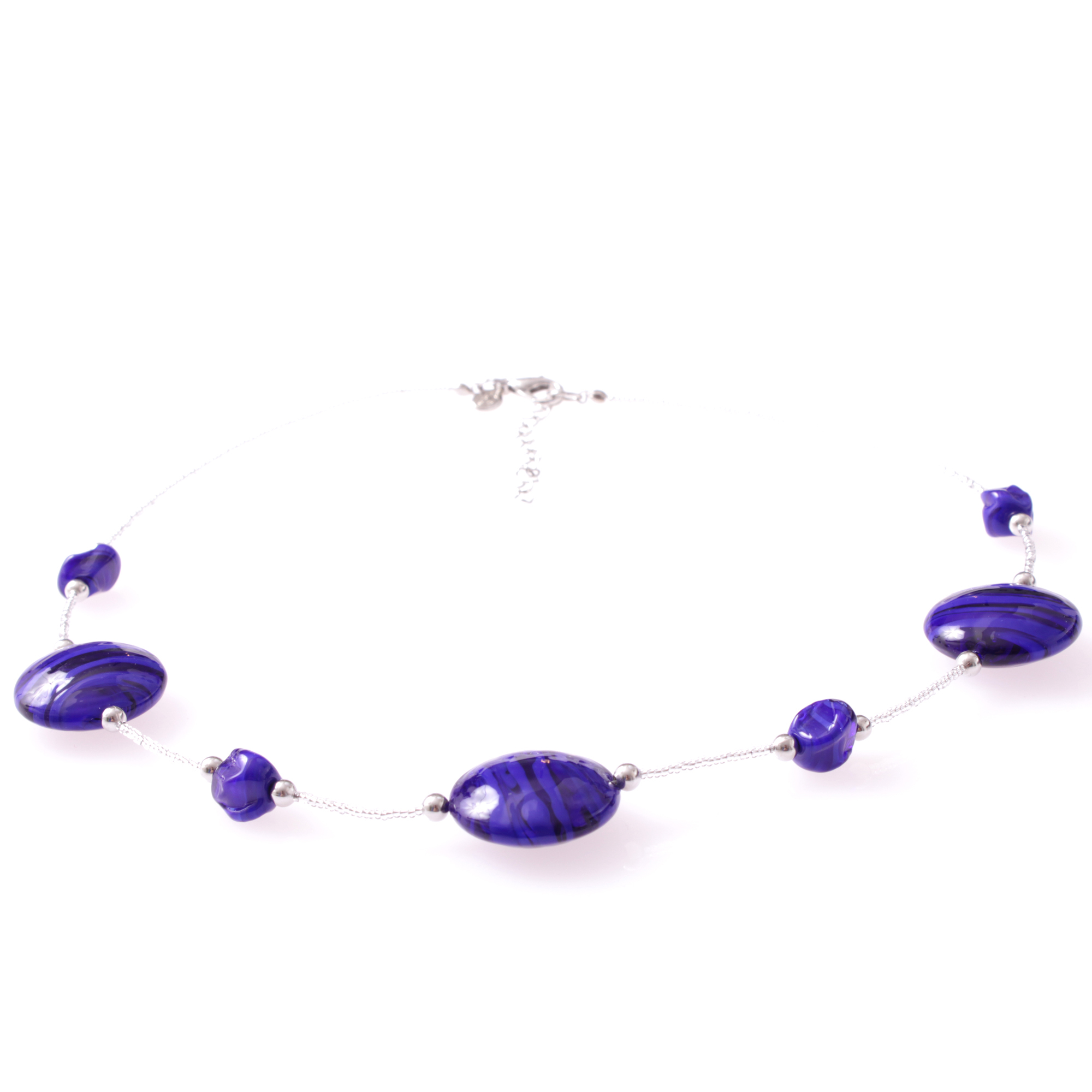 Ein Muranoglas Collier zum verlieben Model "Astana" -dunkelblau-silber