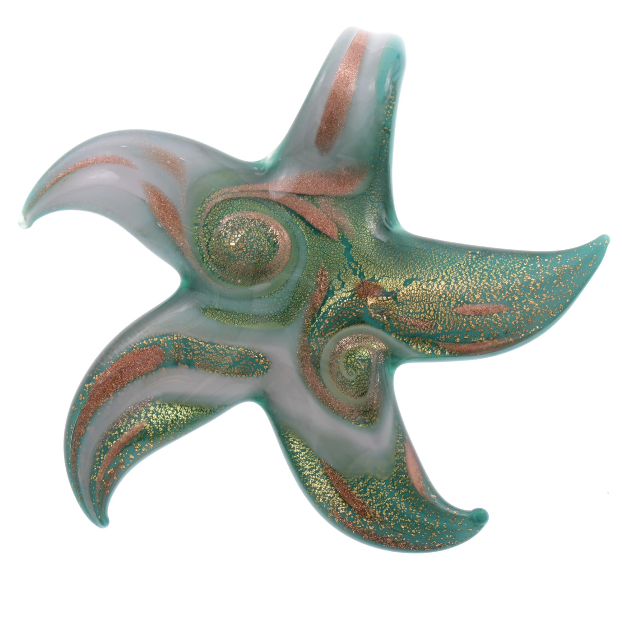 Murano Glas Seestern "Facella" Anhänger-grün-gold