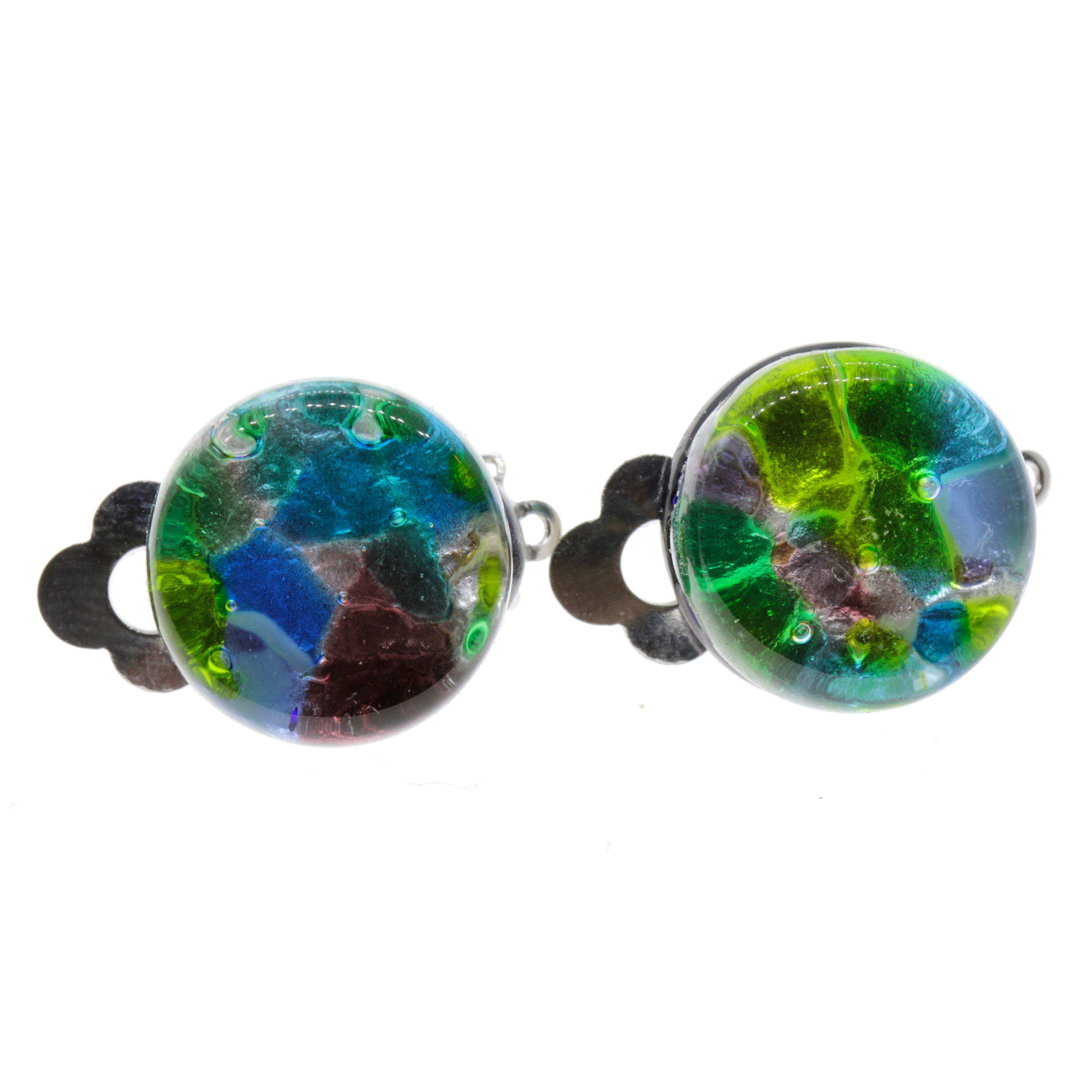 Murano Glas Ohrclip "Janne" Ohrschmuck-harlekin silber
